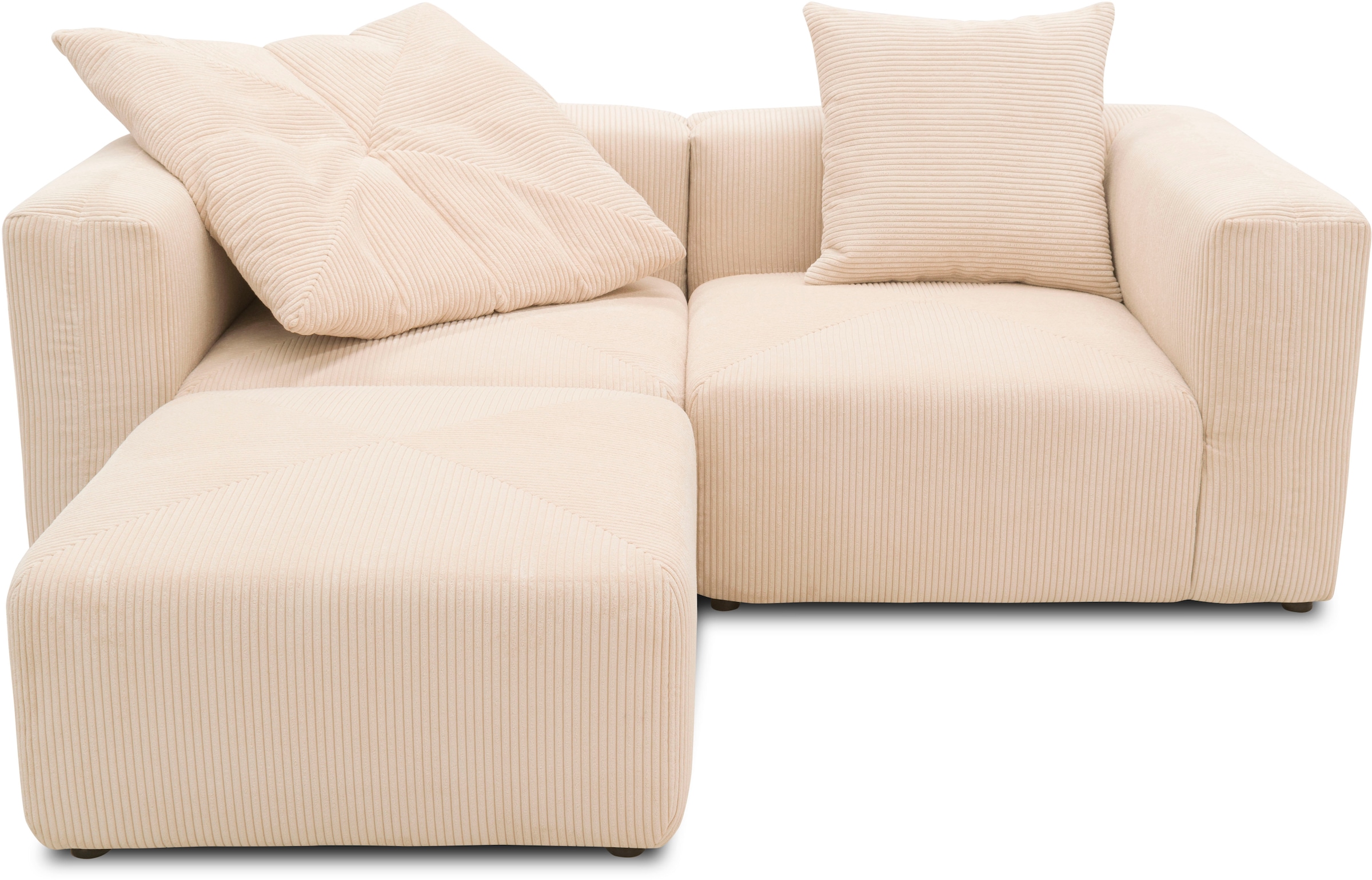 RAUM.ID Ecksofa »Gerrid L-Form«, Cord, Modulsofa, bestehend aus 2 Eckelementen + 1 Hocker