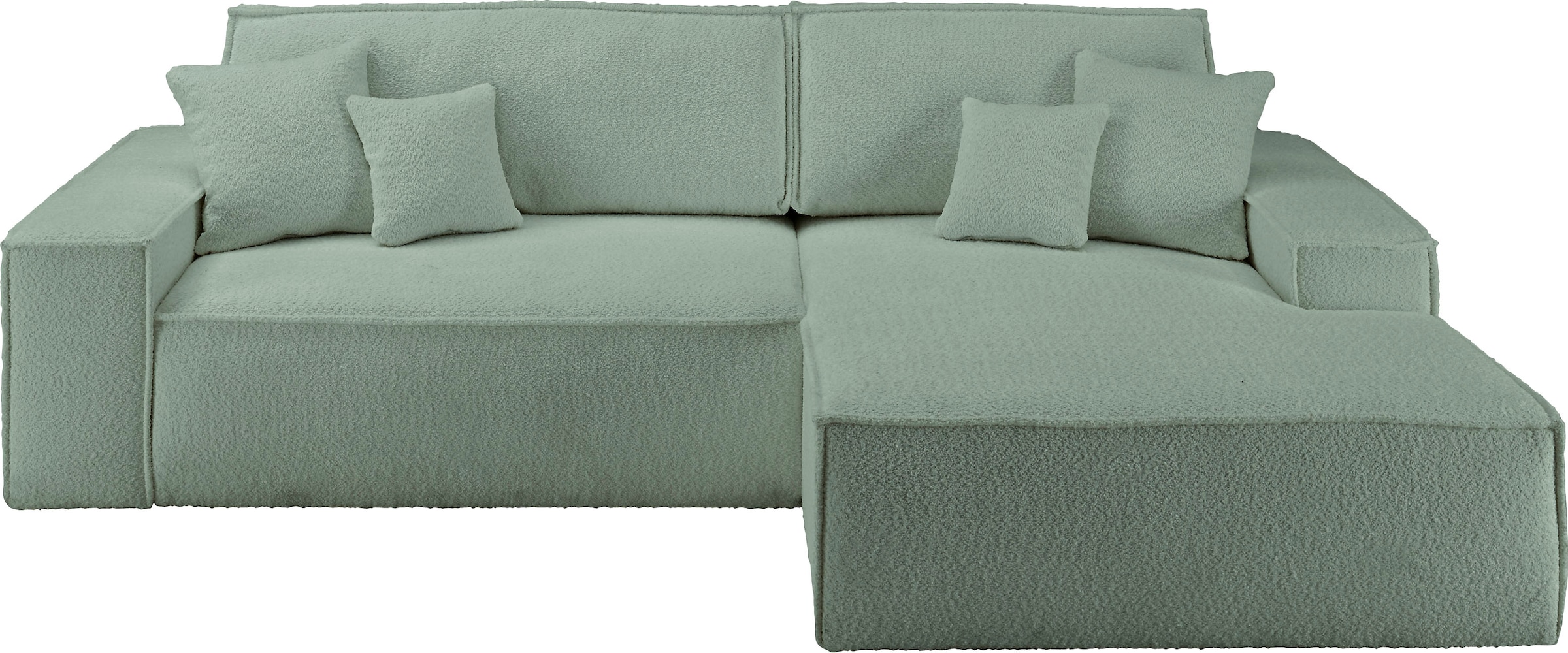 andas Ecksofa »Finnley Schlafsofa 267 cm in Bouclé, Struktur fein u. Cord, L-Form,«, Schlaffunktion m. Bettkasten (136/210 cm), Bouclé, Struktur und Cord