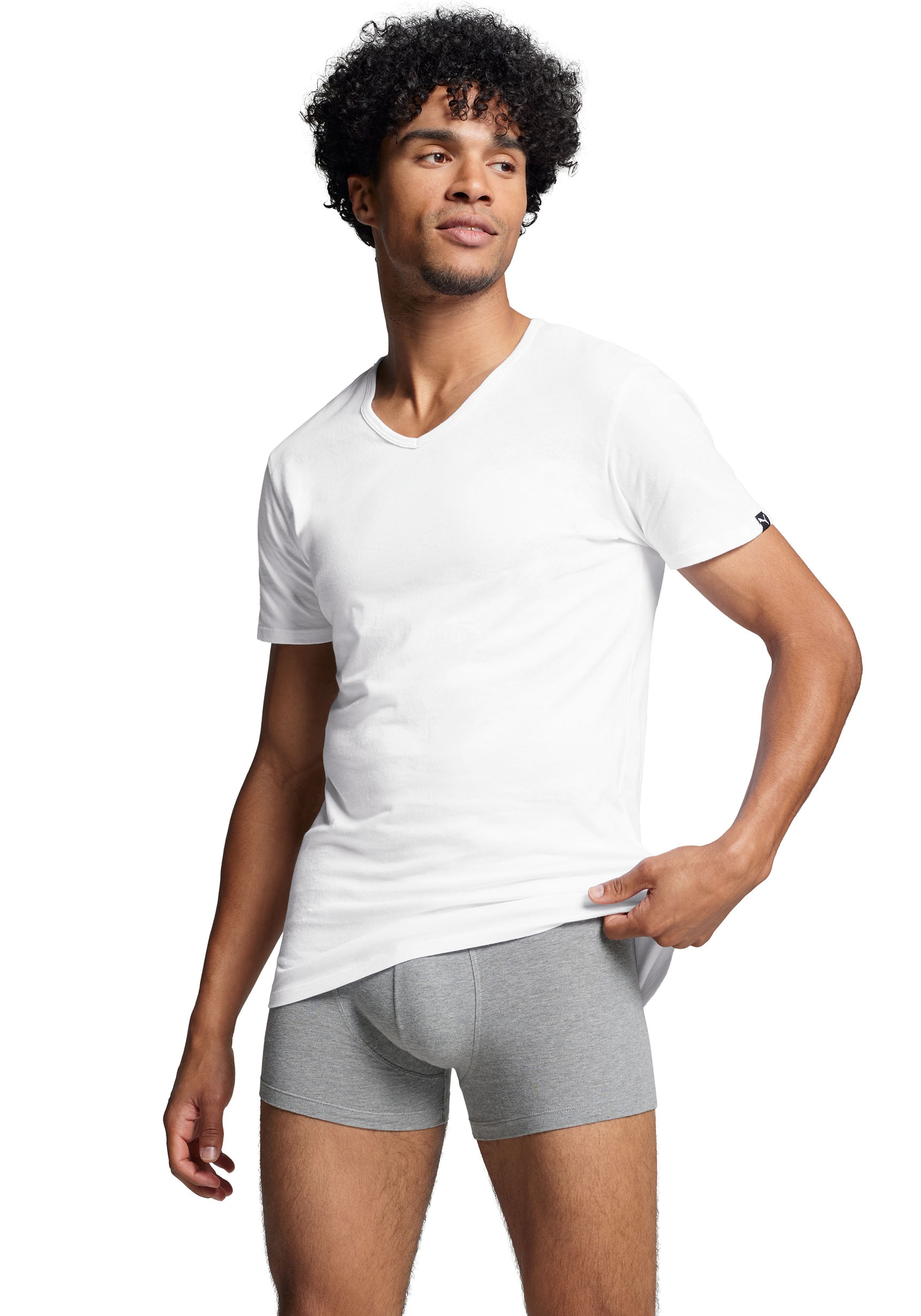 PUMA T-Shirt »PUMA BASIC 2P V-NECK TEE« 2er Pack, V-Ausschnitt, Kurzarm, elastisch, Baumwolle