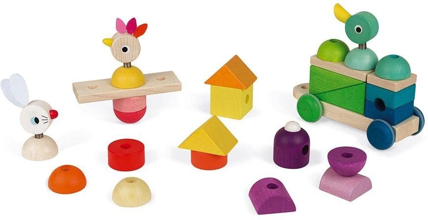 Janod Spielzeug-Eisenbahn »Zigolos Nachziehzug Hase, Huhn und Ente gross«, FSC®- schützt Wald - weltweit