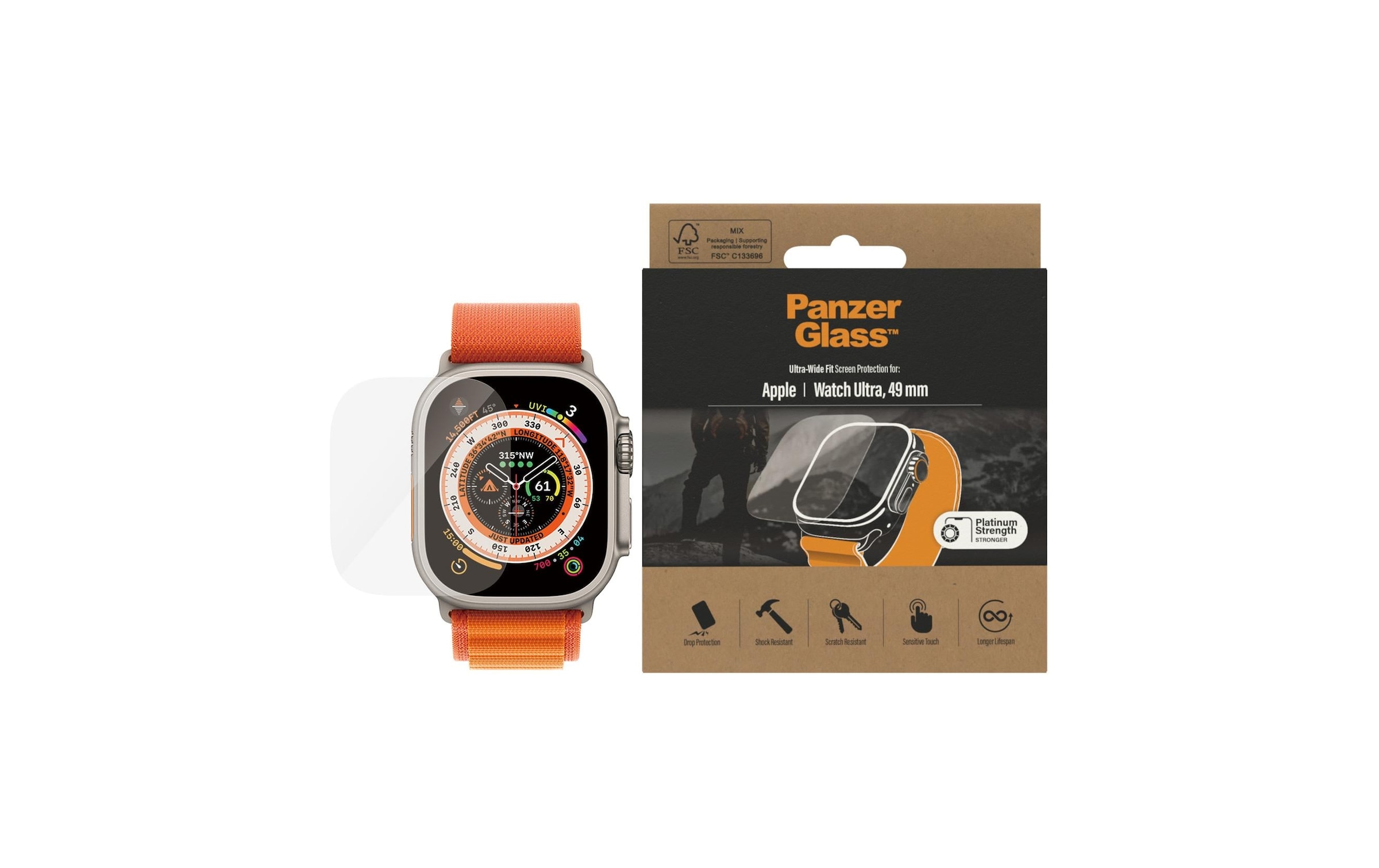 PanzerGlass Schutzfolie »Displayschutz AB Apple Watch Ultra 49 mm«, (1 St.)