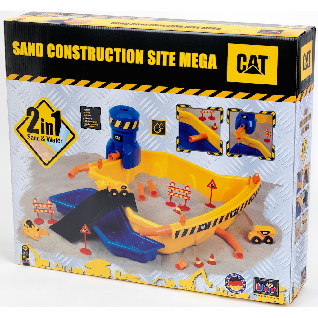Klein Spielzeug-Radlader »Caterpilar CAT Sandbaustelle Mega«, (Set, 28 tlg.)