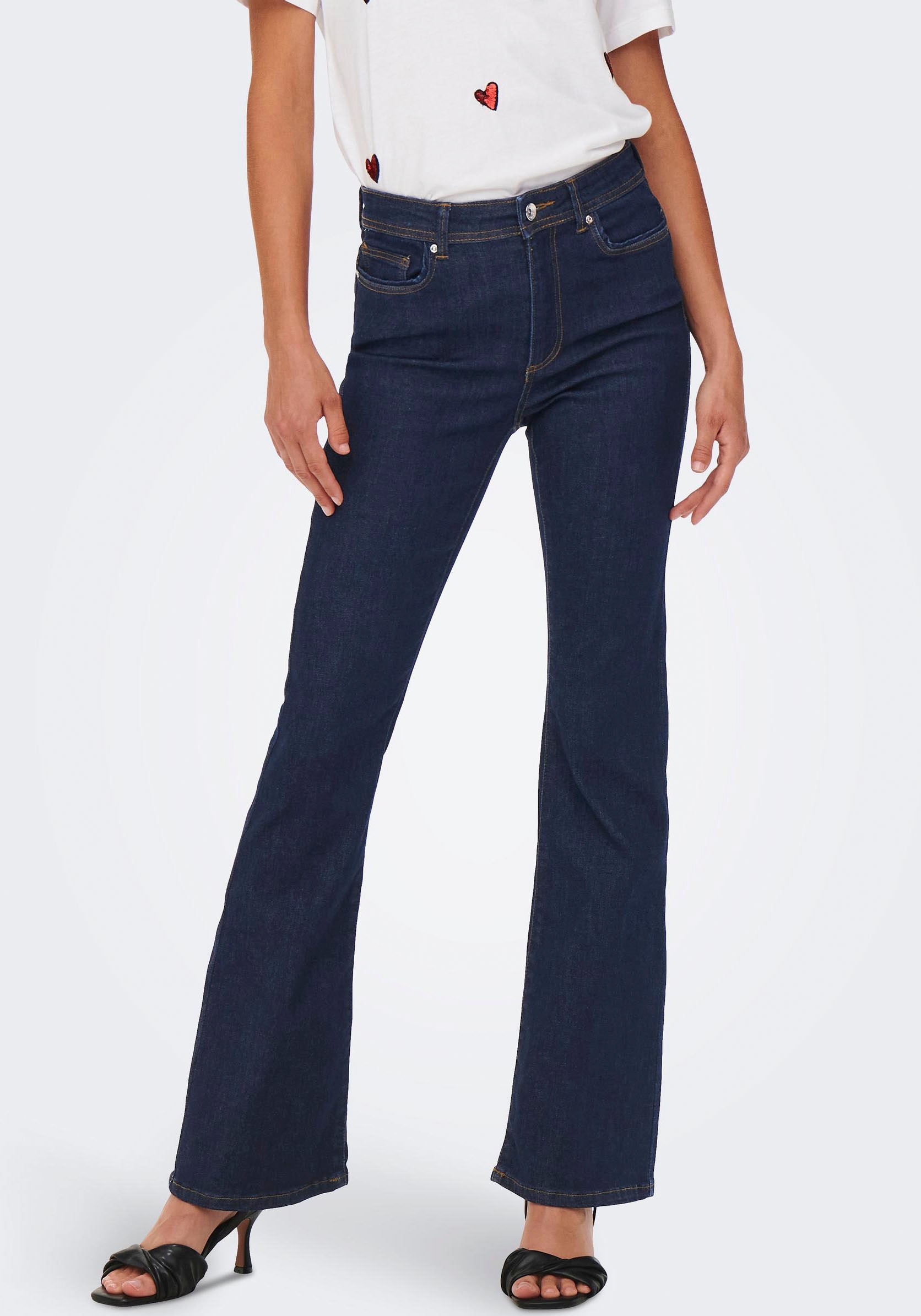 ONLY Bootcut-Jeans »ONLWAUW LIFE HW FLARED RINSE DNM« mit Stretch
