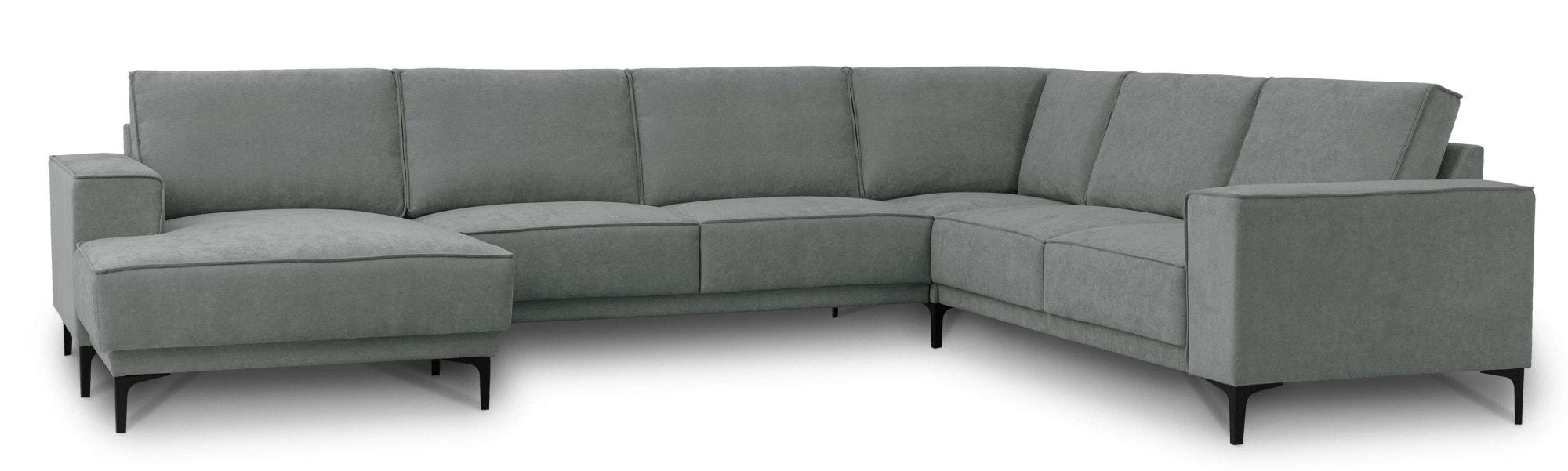 Places of Style Wohnlandschaft »XXL Sofa Oland, Struktur, Flachgewebe, Luxus-Microfaser, Boucle«, U-Form, 342 cm, Wellenunterfederung, Skandi-Design, Metallfüsse