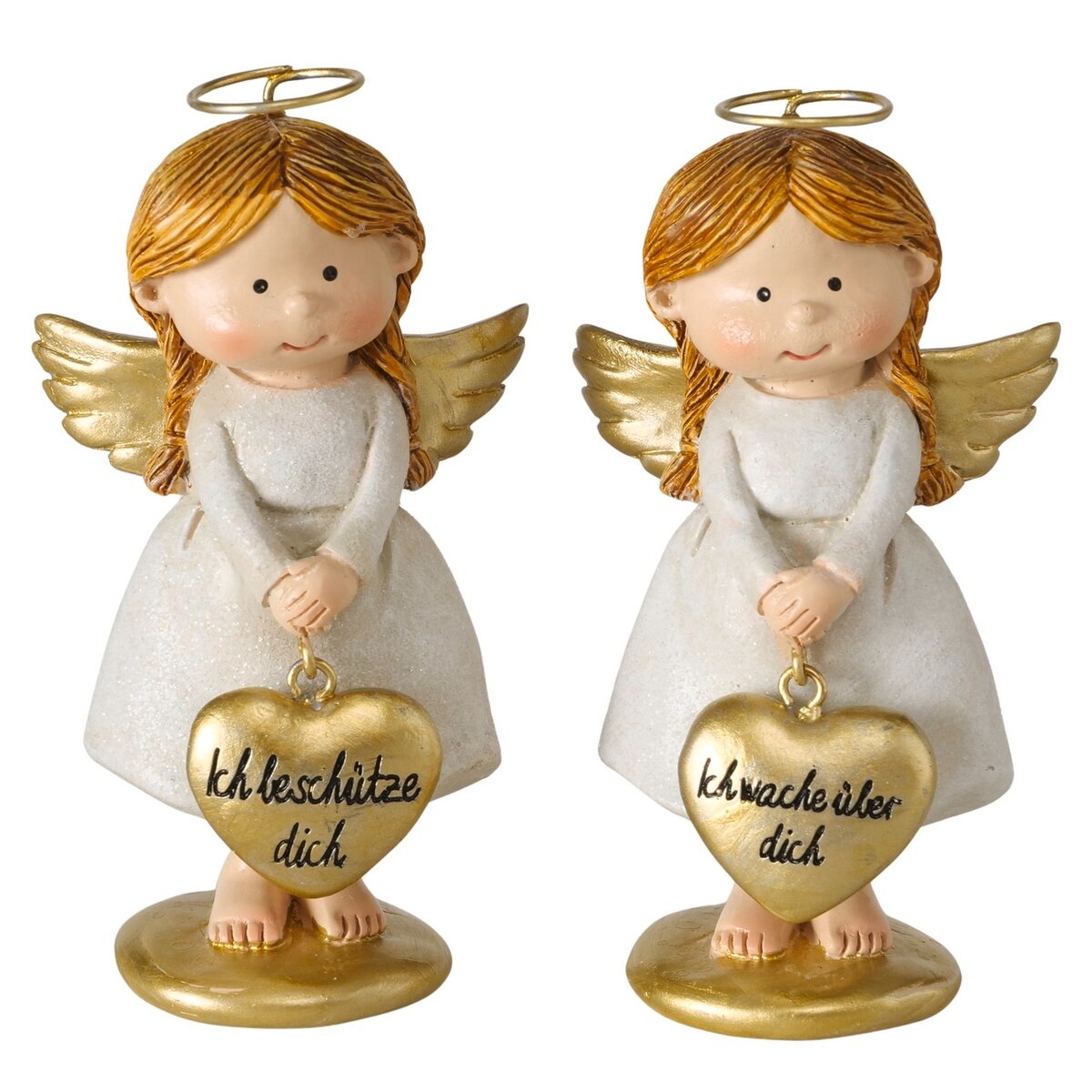 GOODproduct Dekofigur "Glücksbringer mit handgemalten Details und Schriftzügen" Schutzengel, ca. 10cm hoch, liebevolle Geschenkidee
