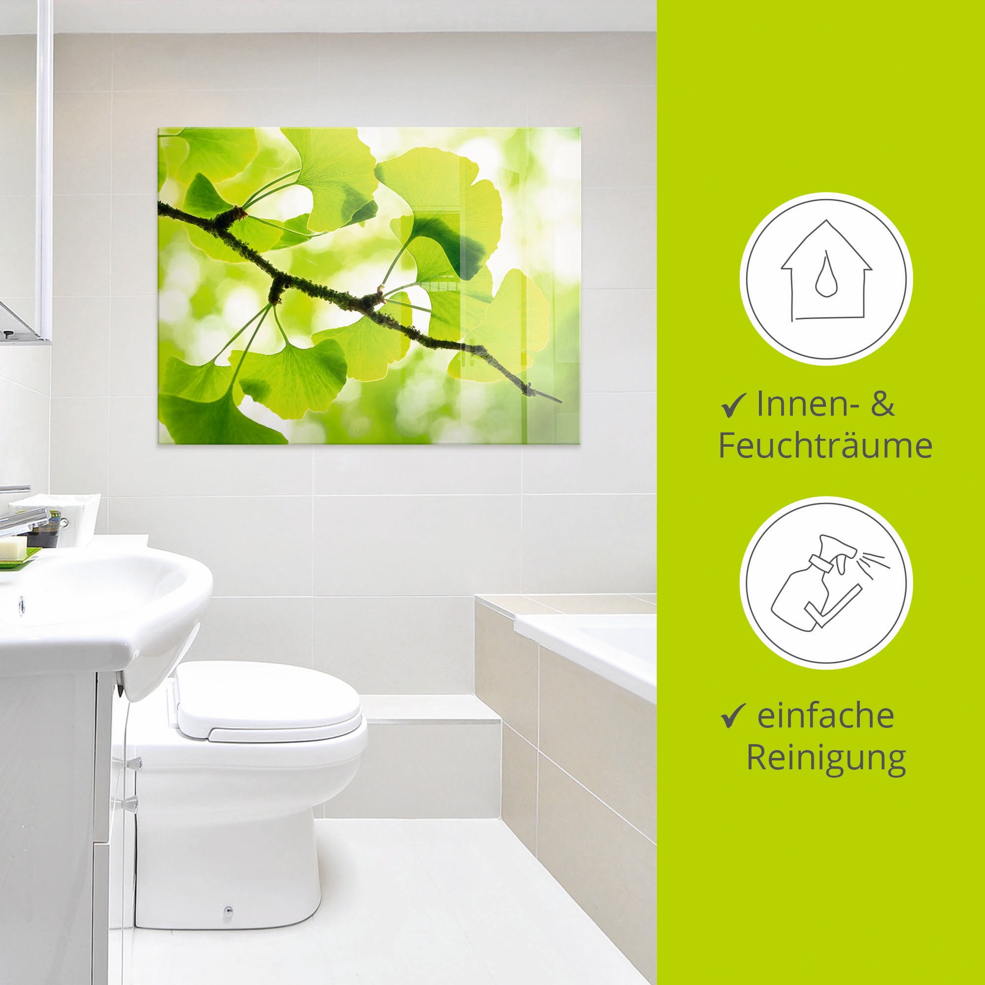 Artland Glasbild »Ginkgo«, Blätter, (1 St.), in verschiedenen Grössen