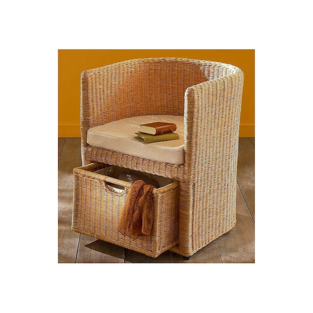 Home affaire Rattanstuhl »Blaxton«, inklusive Korb und Sitzkissen, aus  Rattangeflecht, Breite 56 cm online kaufen | Jelmoli-Versand