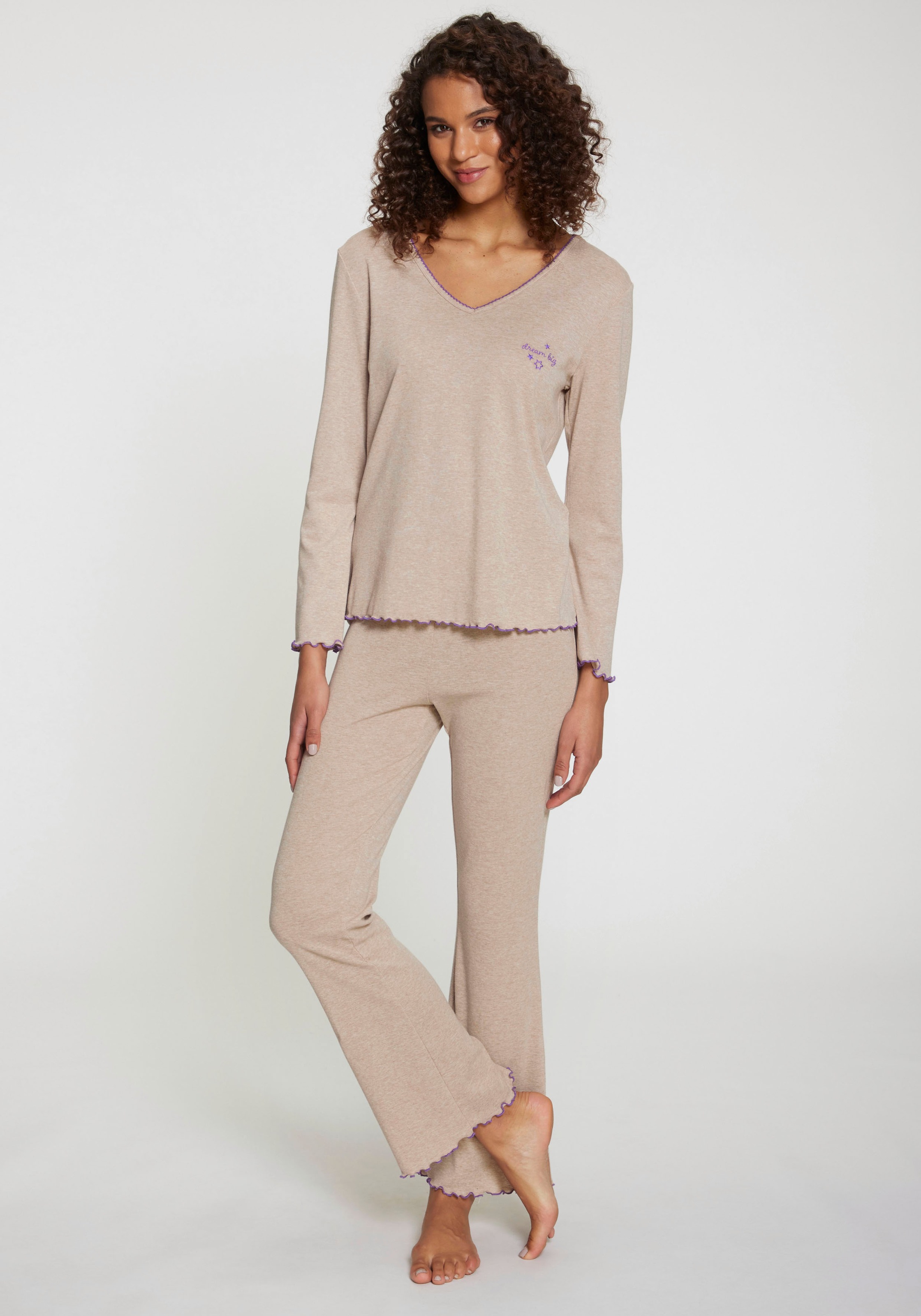 s.Oliver Pyjama Set, 2 tlg. mit Babylock-Abschlüssen