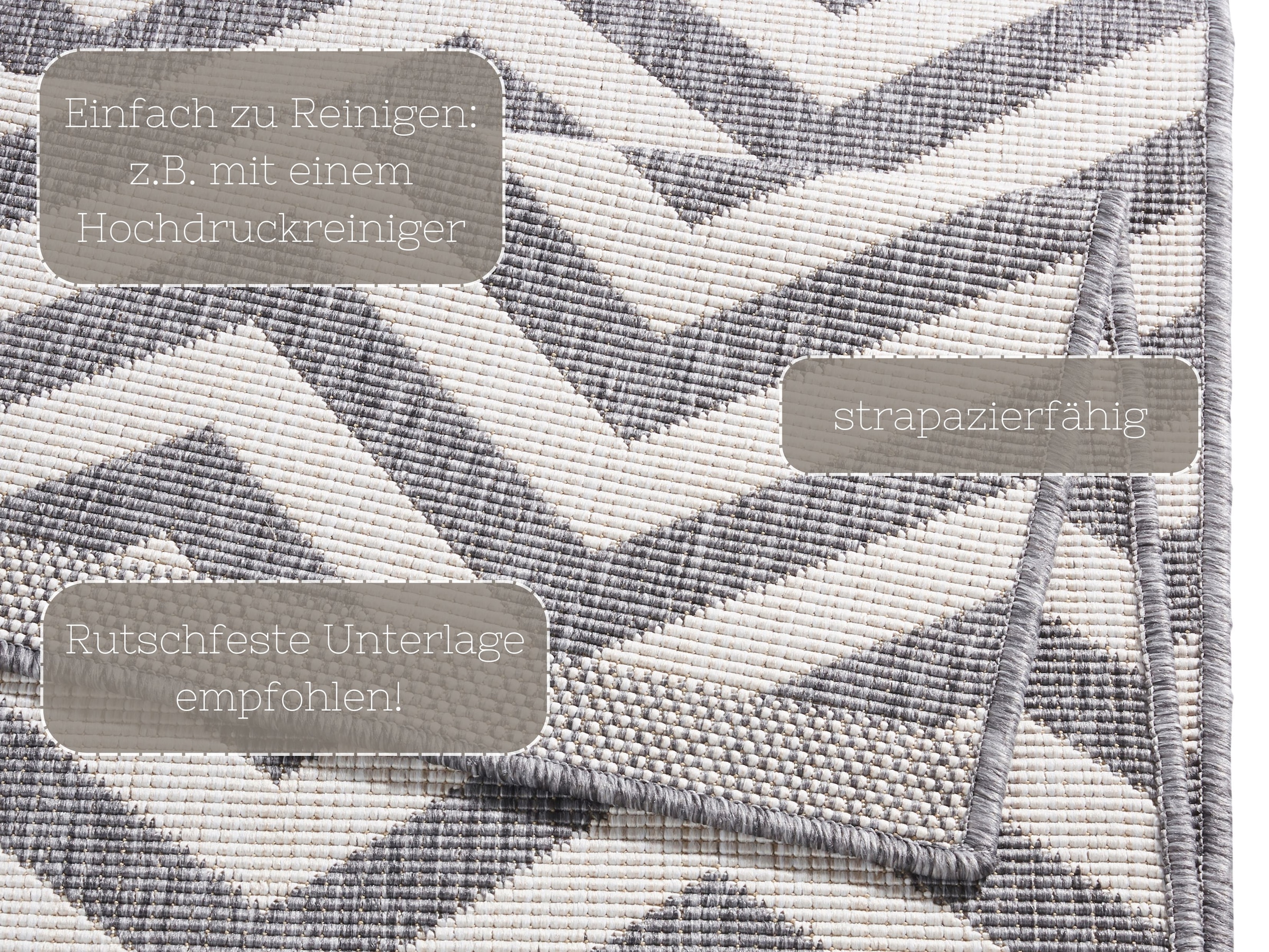HANSE Home Teppich »Palma Wendeteppich«, rechteckig, 5 mm Höhe, In-& Outdoor, Wetterfest, Balkon, Läufer, Wohnzimmer, Wasserfest