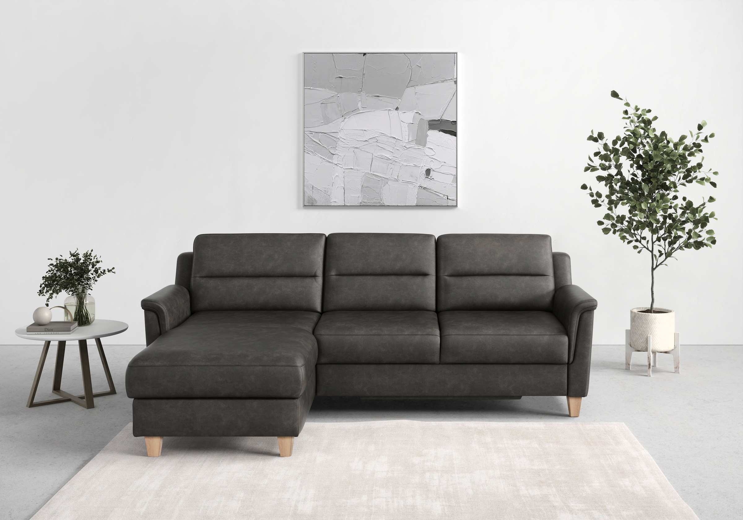 sit&more Ecksofa »Farö L-Form«, inklusive Federkern, wahlweise mit Bettfunktion und Bettkasten