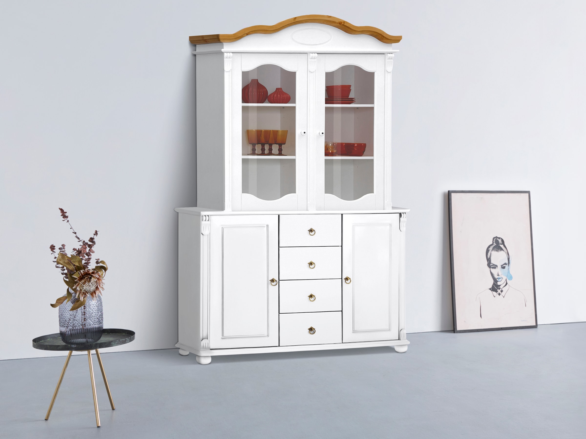 Home affaire Aufsatzschrank »Tessin«, Vitrinen-Aufsatz, Breite 115 cm, aus massiver Kiefer, FSC®