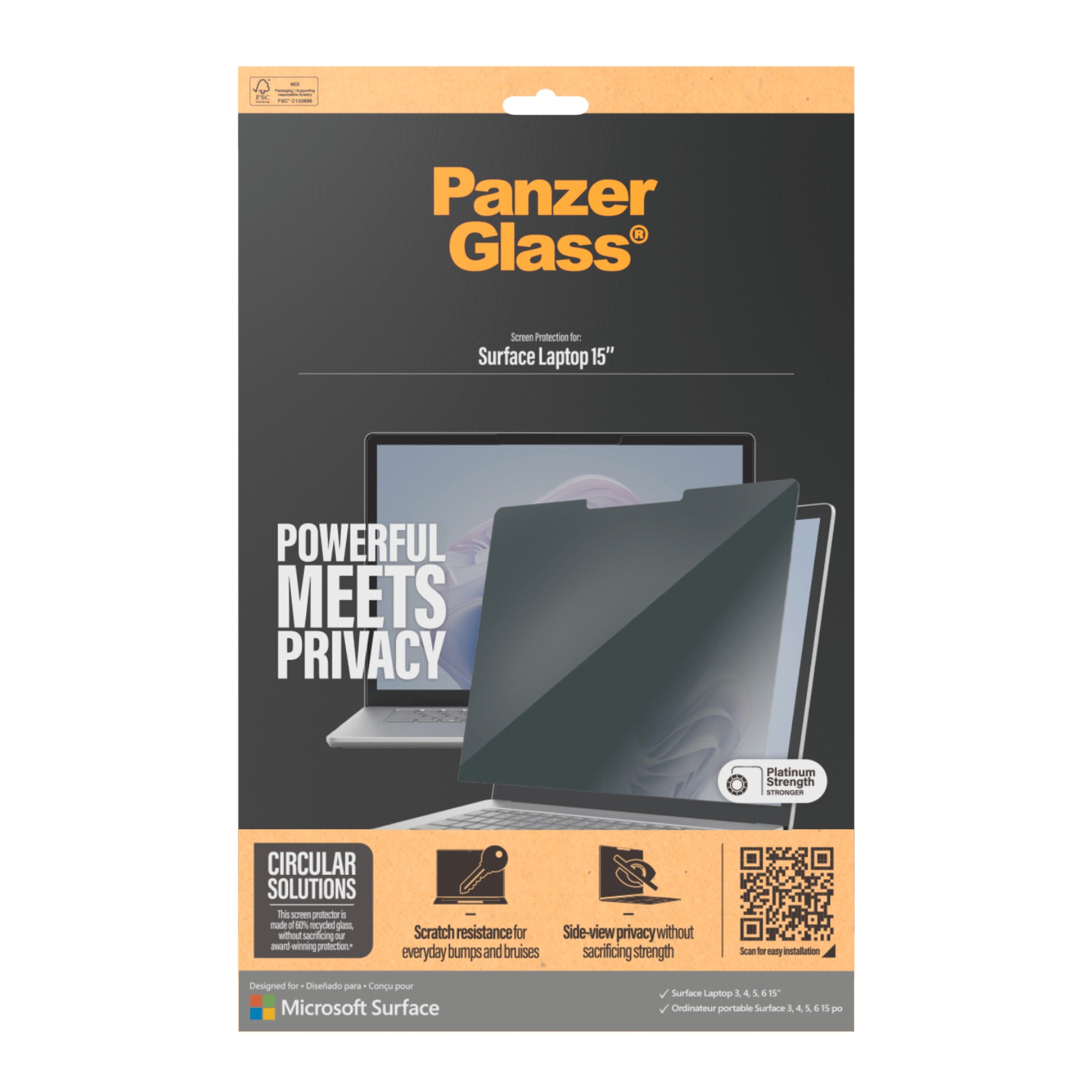 CARE by PanzerGlass Displayschutzfolie »Privacy Filter Screen Protector«, für Microsoft Laptop 15 2nd/3rd/4th/5th/6th Edition, Displayschutz, Schutzfolie, Blickschutz, kratz- & stossfest