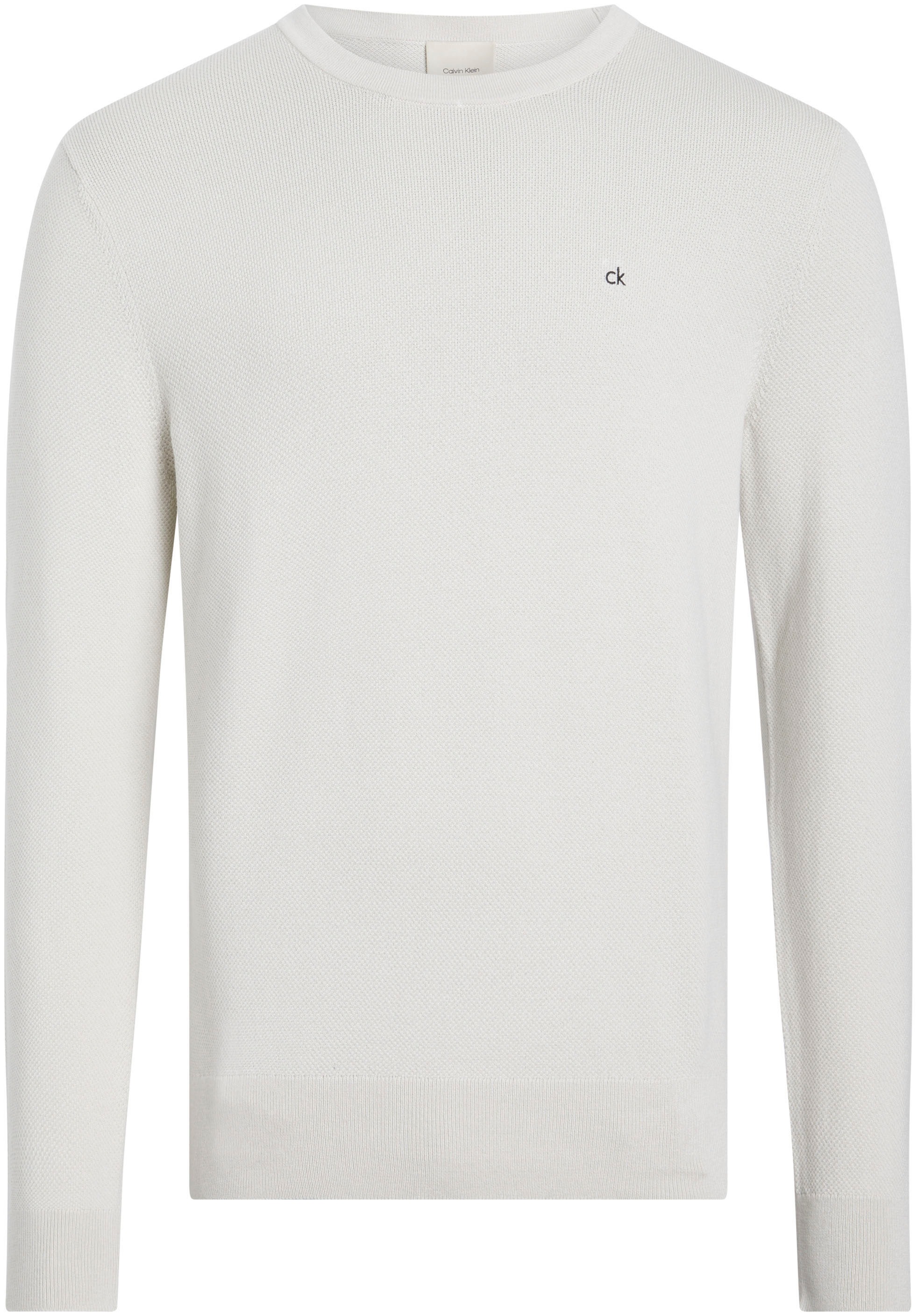 Calvin Klein Rundhalspullover »MICRO PIQUE STRUCTURE SWEATER«, mit Logostickerei