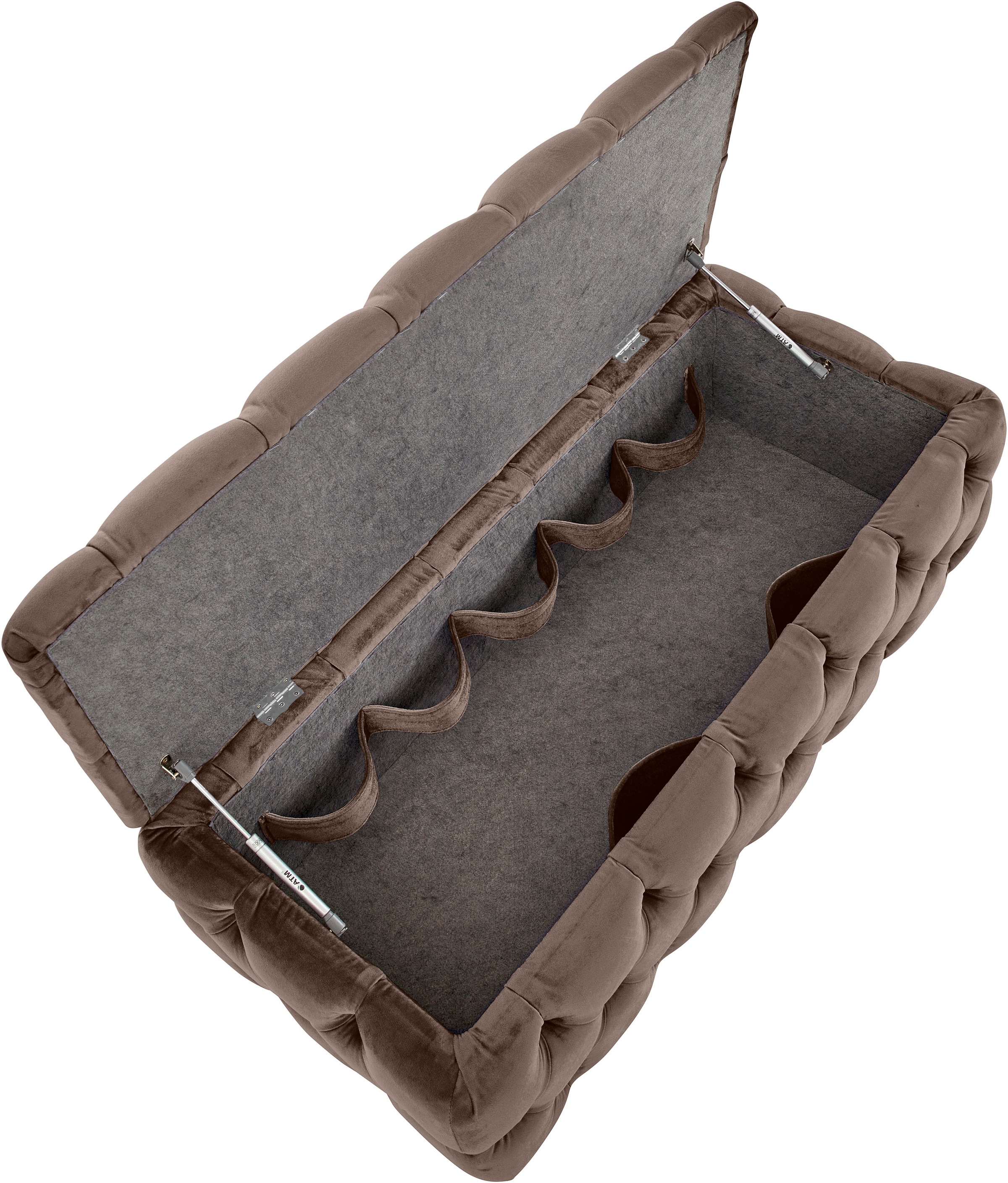 Home affaire Polsterhocker »KALINA, hochwertige Knopfheftung, B/T/H: 120/55/45 cm«, mit Staufach und innenliegenden Laschen zur besseren Aufbewahrung