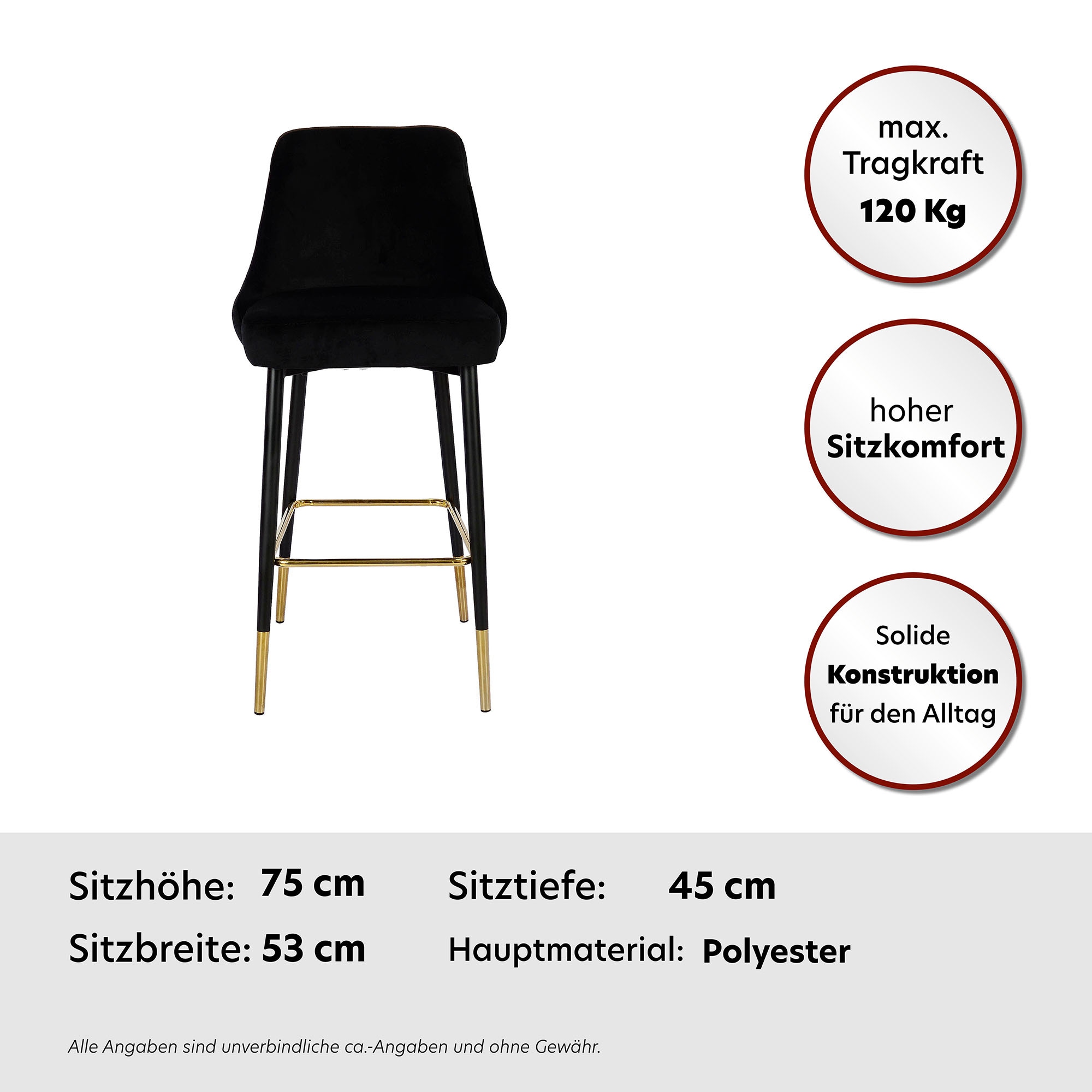 Kayoom Hochstuhl »Barstuhl Moonlight 125, gesteppte Rückenlehne, Stuhlbeine aus Eisen«, 1 St., mit Fussstütze, gesteppte Rückenlehne, 2-farbig elegantes Gestell