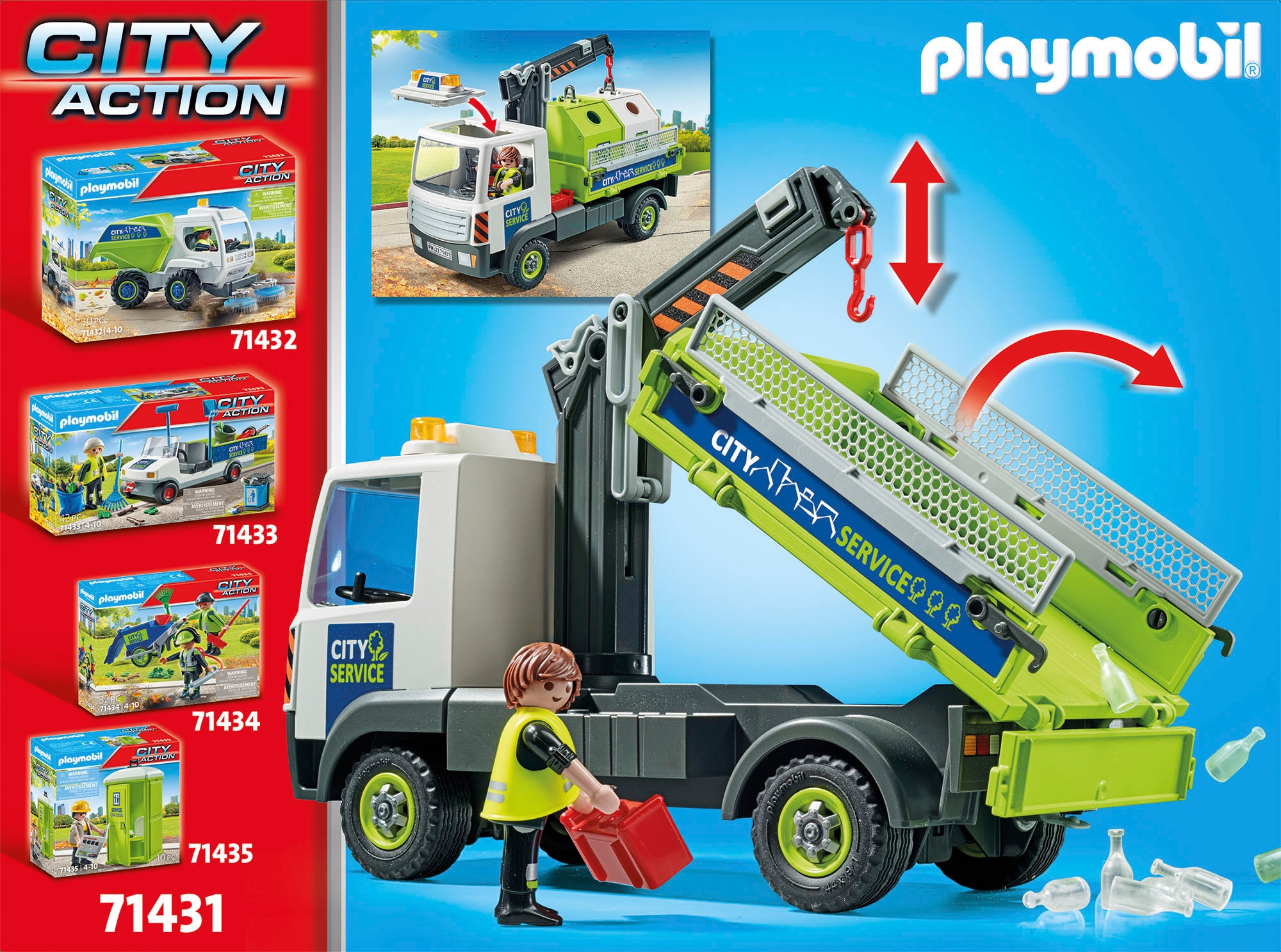 Playmobil® Konstruktions-Spielset »Altglas-LKW mit Container (71431), My Action Heroes«, (62 St.)