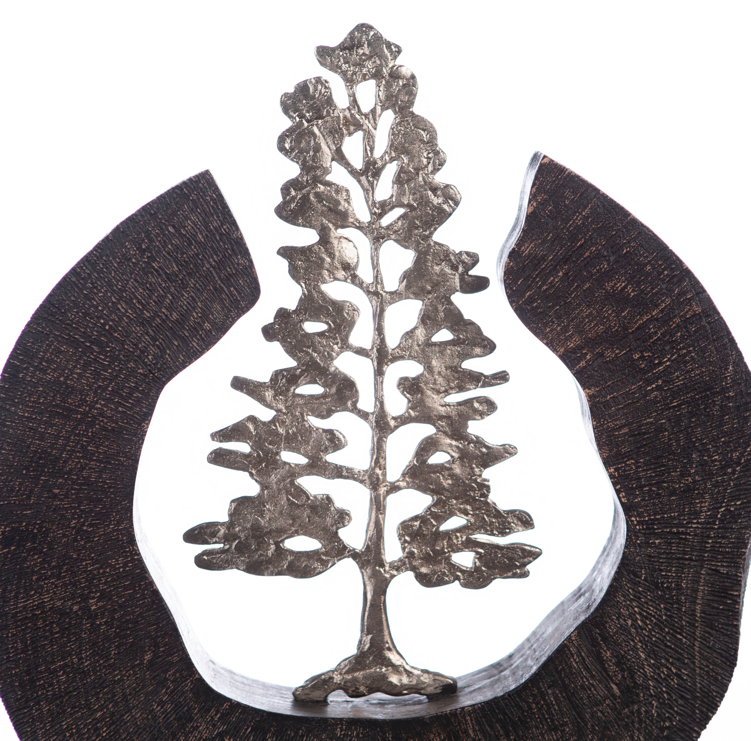 GILDE Dekoobjekt »Skulptur Baum, bestellen handgefertigt, aus online Motiv Wohnzimmer Fir cm, schwarz/silber«, Holz, | 39 Höhe Jelmoli-Versand und Metall Tree