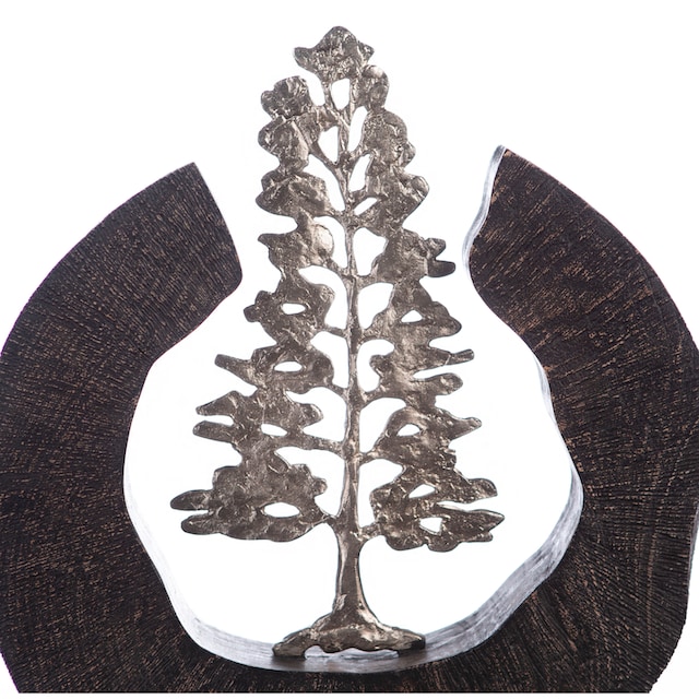 GILDE Dekoobjekt »Skulptur Fir Tree, schwarz/silber«, Höhe 39 cm,  handgefertigt, aus Metall und Holz, Motiv Baum, Wohnzimmer online bestellen  | Jelmoli-Versand