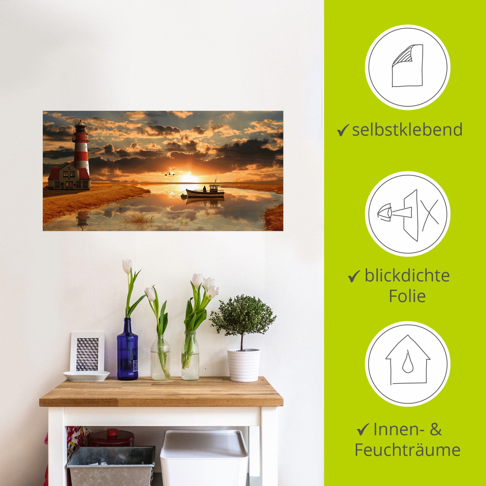 Artland Wandbild »Maritime Idylle beim Leuchtturm«, Gebäude, (1 St.), als Leinwandbild, Poster, Wandaufkleber in verschied. Grössen