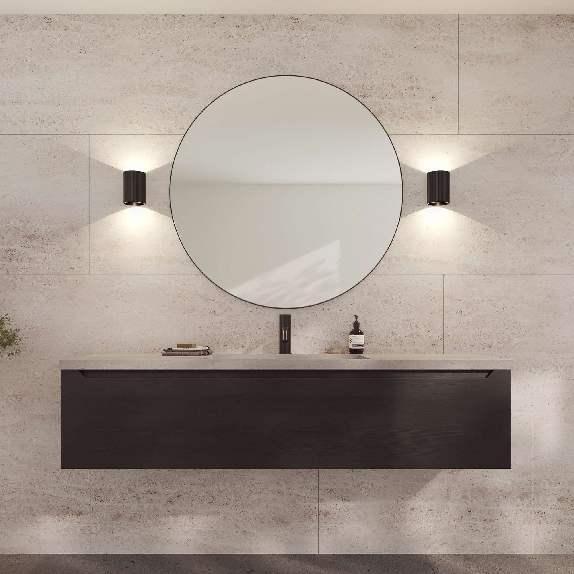 Loevschall Wandspiegel »Refine, Wandspiegel Rund für alle Raumtypen, Stilvoller Rahmen«, Runder Spiegel für Schlafzimmer, Wohnzimmer, Garderobe und Badezimmer