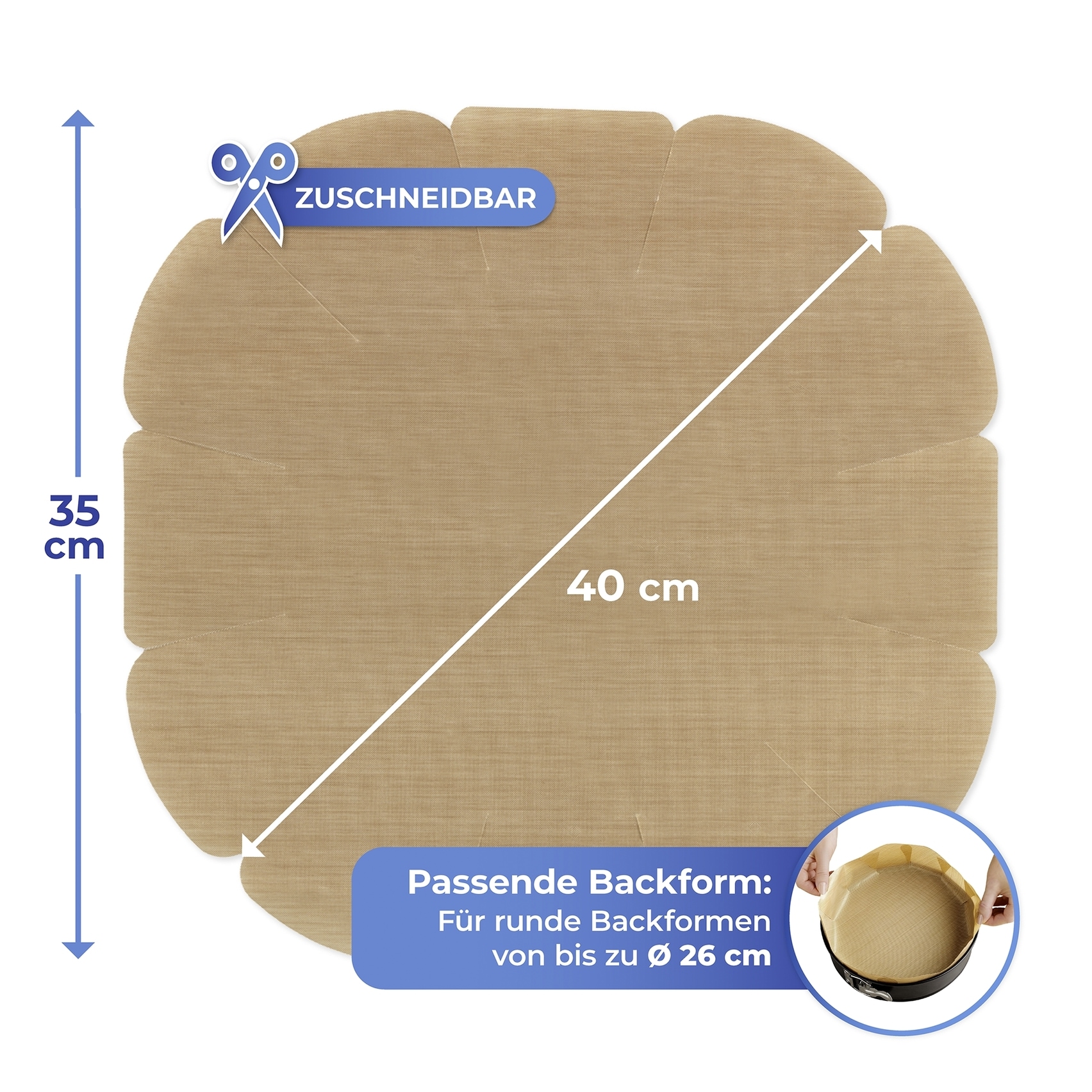 Maximex Backpapier »Antihaft-Backform-Zuschnitt«, mit Antihaft-Beschichtung, Set bestehend aus 1x rund, 1x eckig
