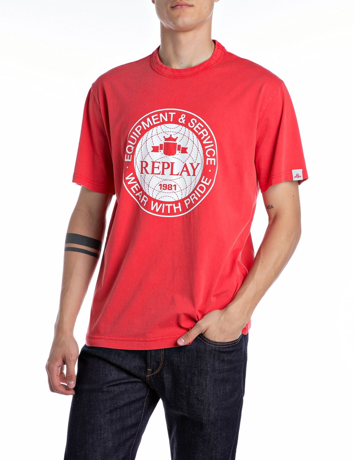 Replay T-Shirt mit rundem Aufdruck vorn