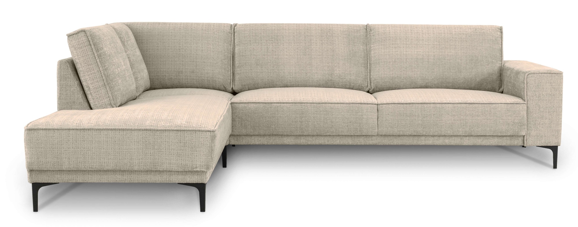 Places of Style Ecksofa »Polsterecke Oland, Struktur, Flachgewebe, Luxus-Microfaser, Boucle«, L-Form, 289 cm, Wellenunterfederung, Skandi-Design, Metallfüsse