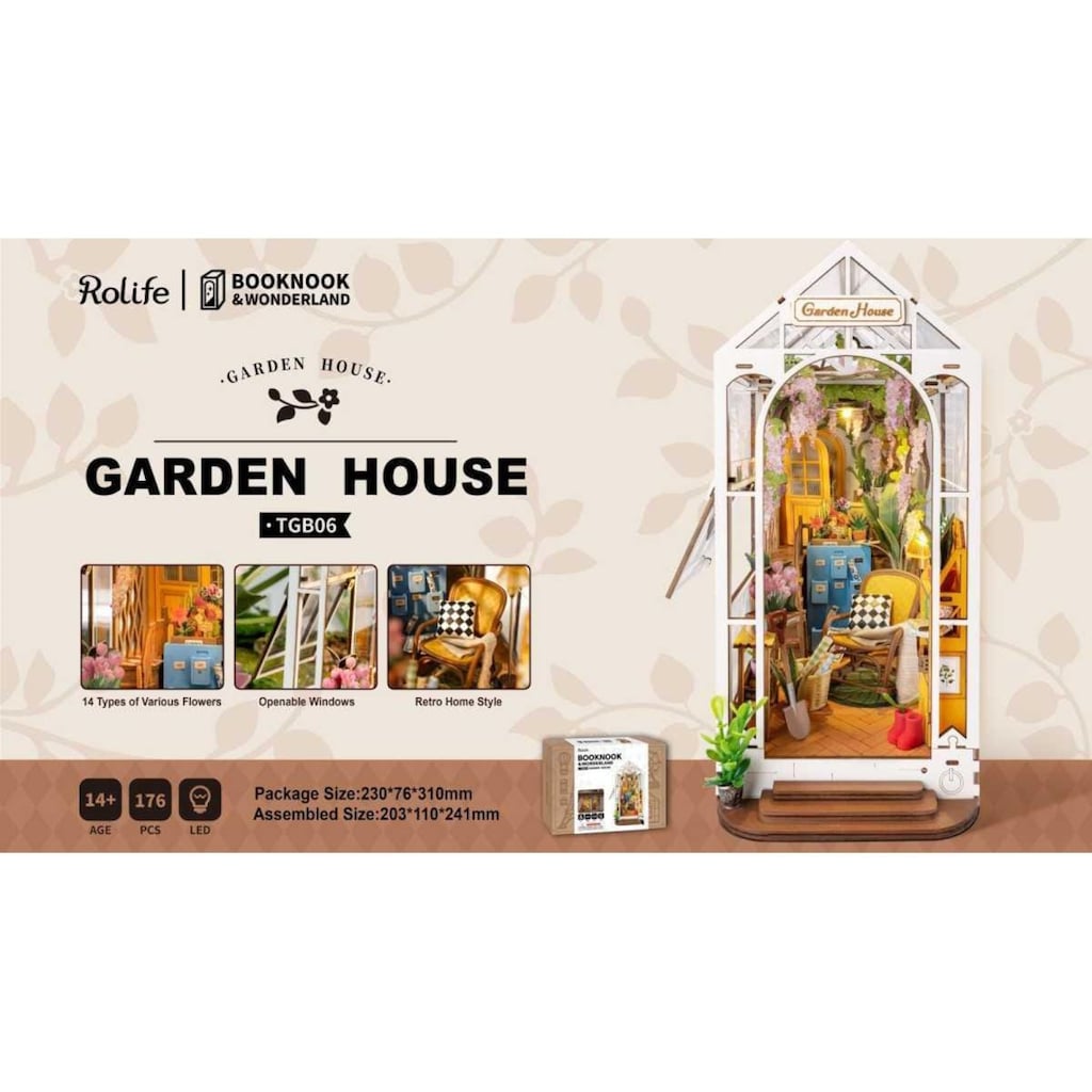 Puzzle »RoboTime Book Nook Garden House«, (176 tlg.)