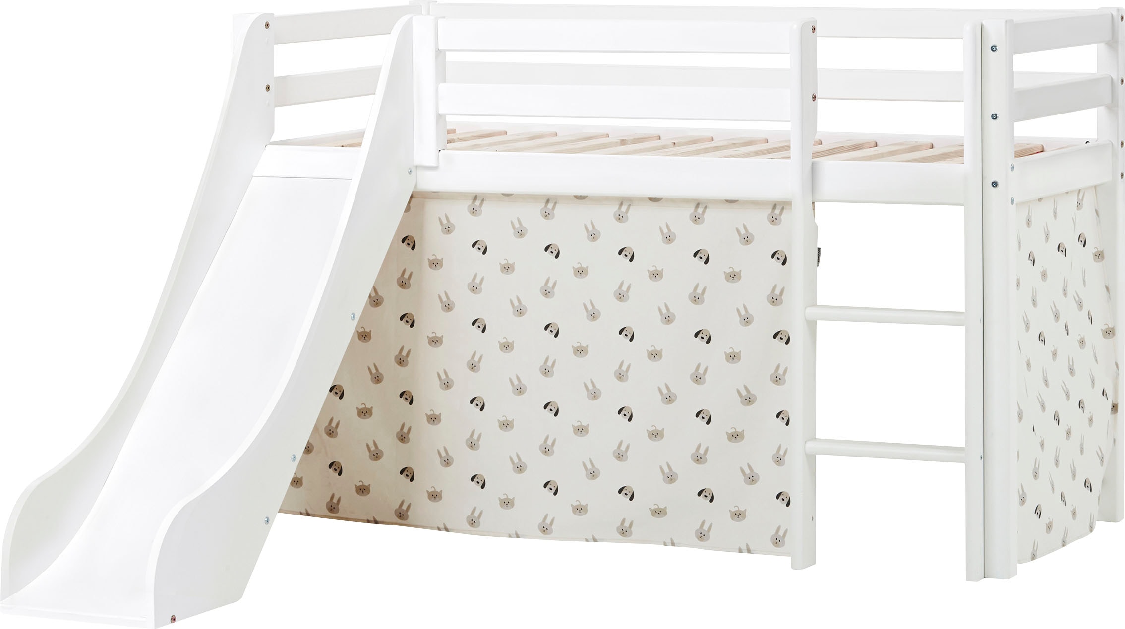 Hoppekids Hochbett »«Pets Natur»«, Rutsche & Vorhang Grau und viel Auswahl