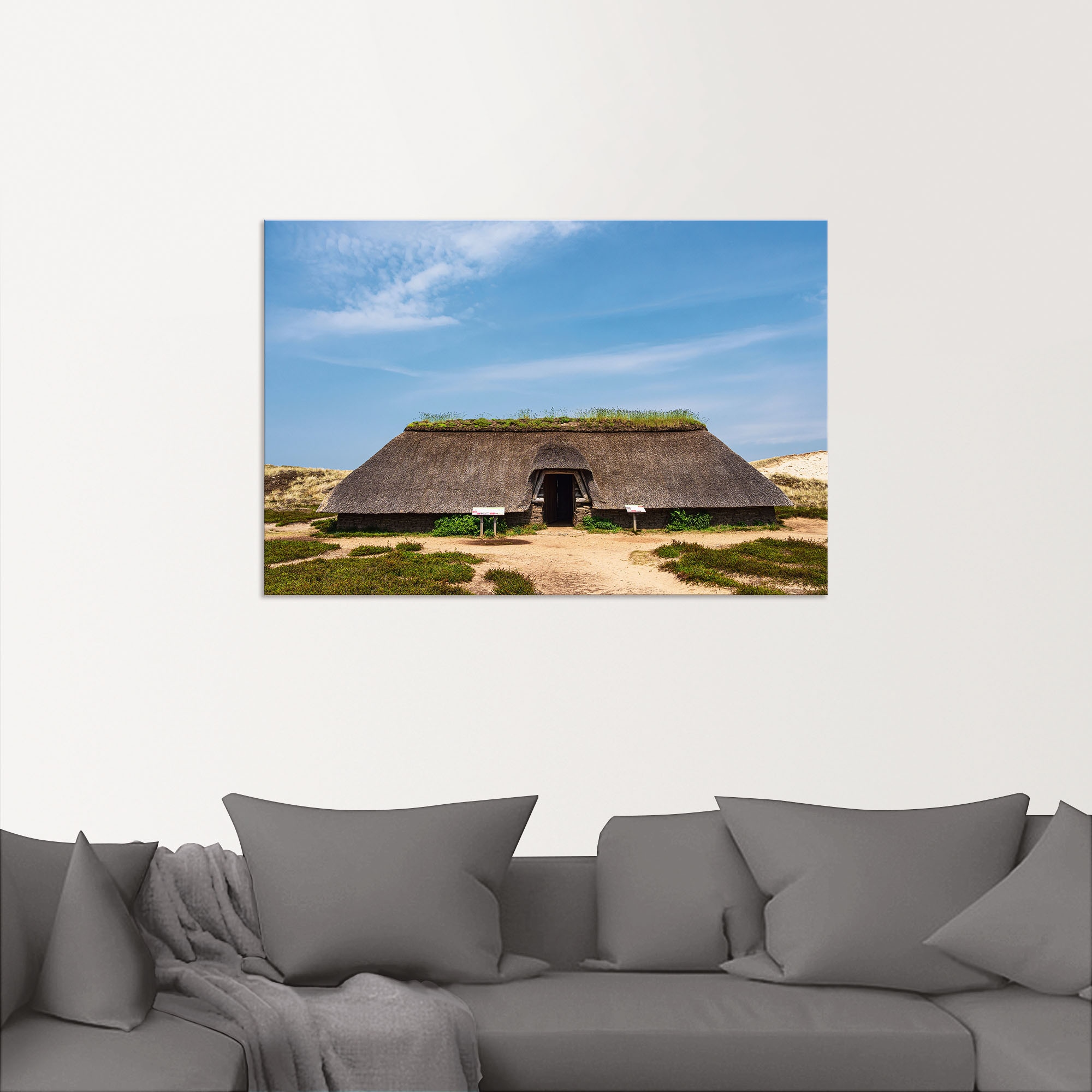 Artland Wandbild »Eisenzeithaus in den Dünen auf Amrum«, Gebäude, (1 St.), als Alubild, Leinwandbild, Wandaufkleber oder Poster in versch. Grössen