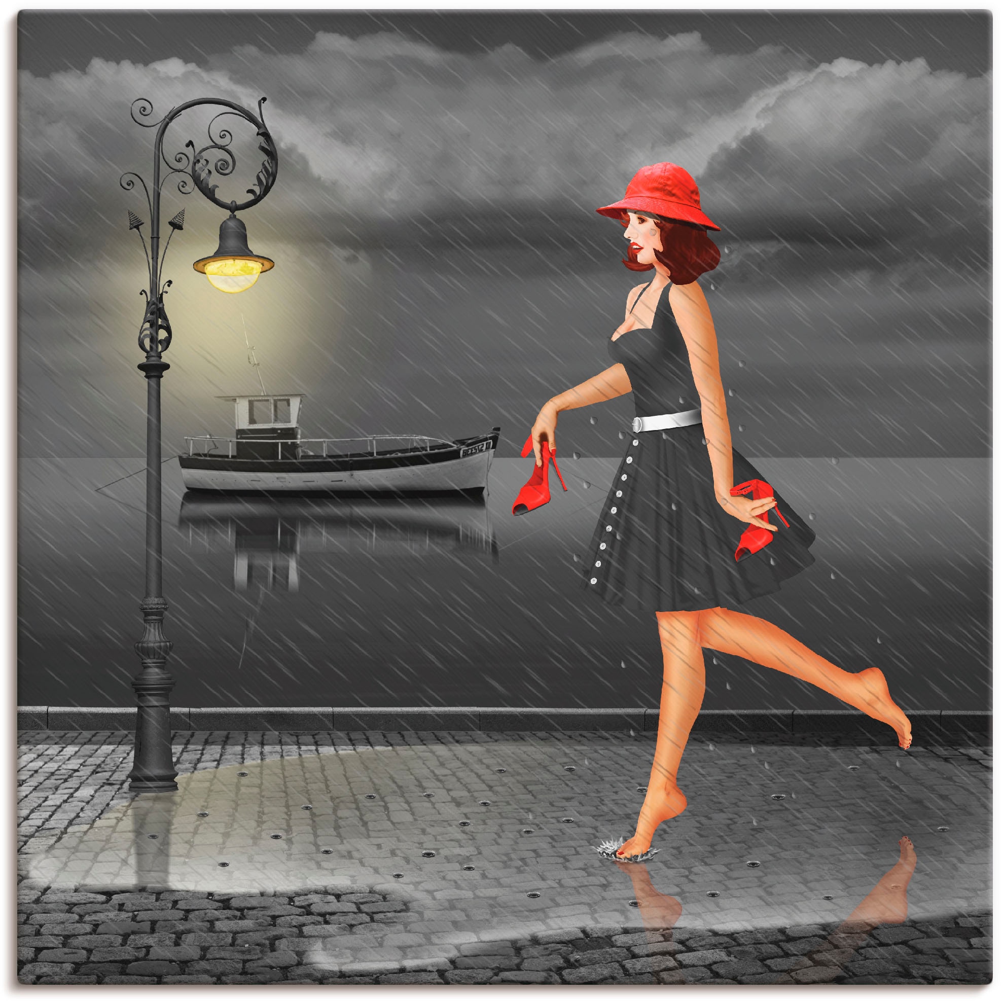 Artland Wandbild »Tanzen Poster im Wandaufkleber versch. Jelmoli-Versand | als Leinwandbild, (1 Grössen online bestellen Frau, in St.), oder Regen«, Alubild