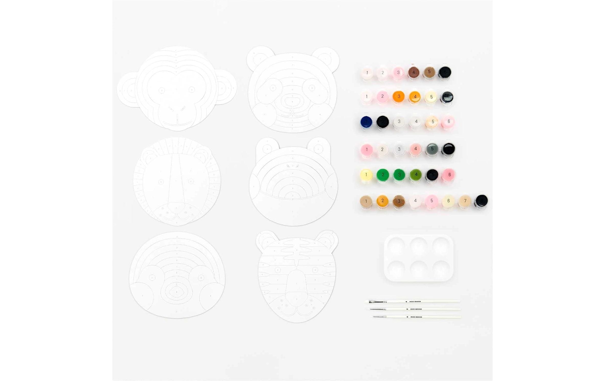 Rico-Design Verlag Kreativset »Malen nach Zahlen 12-teilig, Tiere«, (12 tlg.)