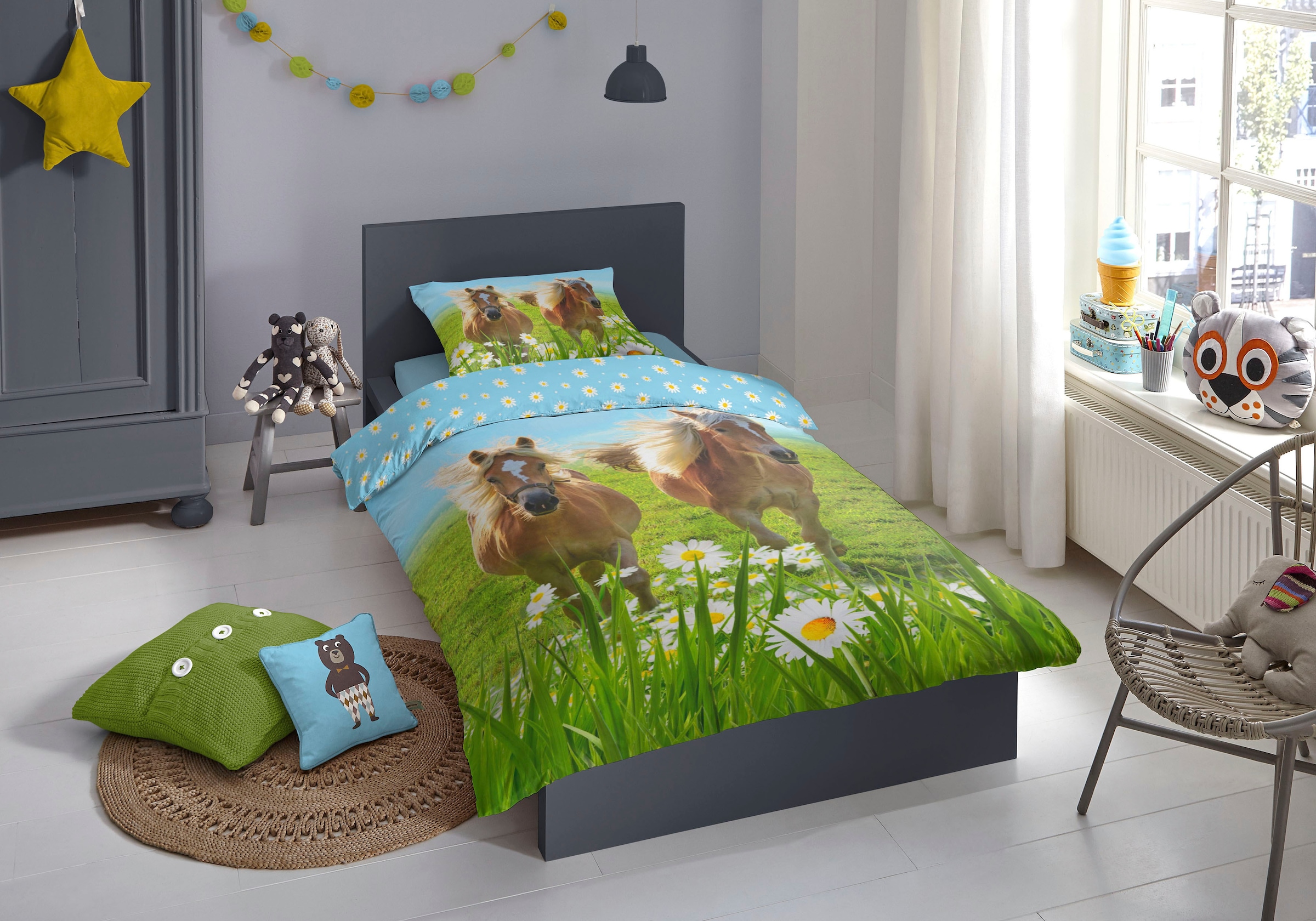✵ good morning Kinderbettwäsche Jelmoli-Versand tlg.), (2 »Horses«, online kaufen mit Pferden 