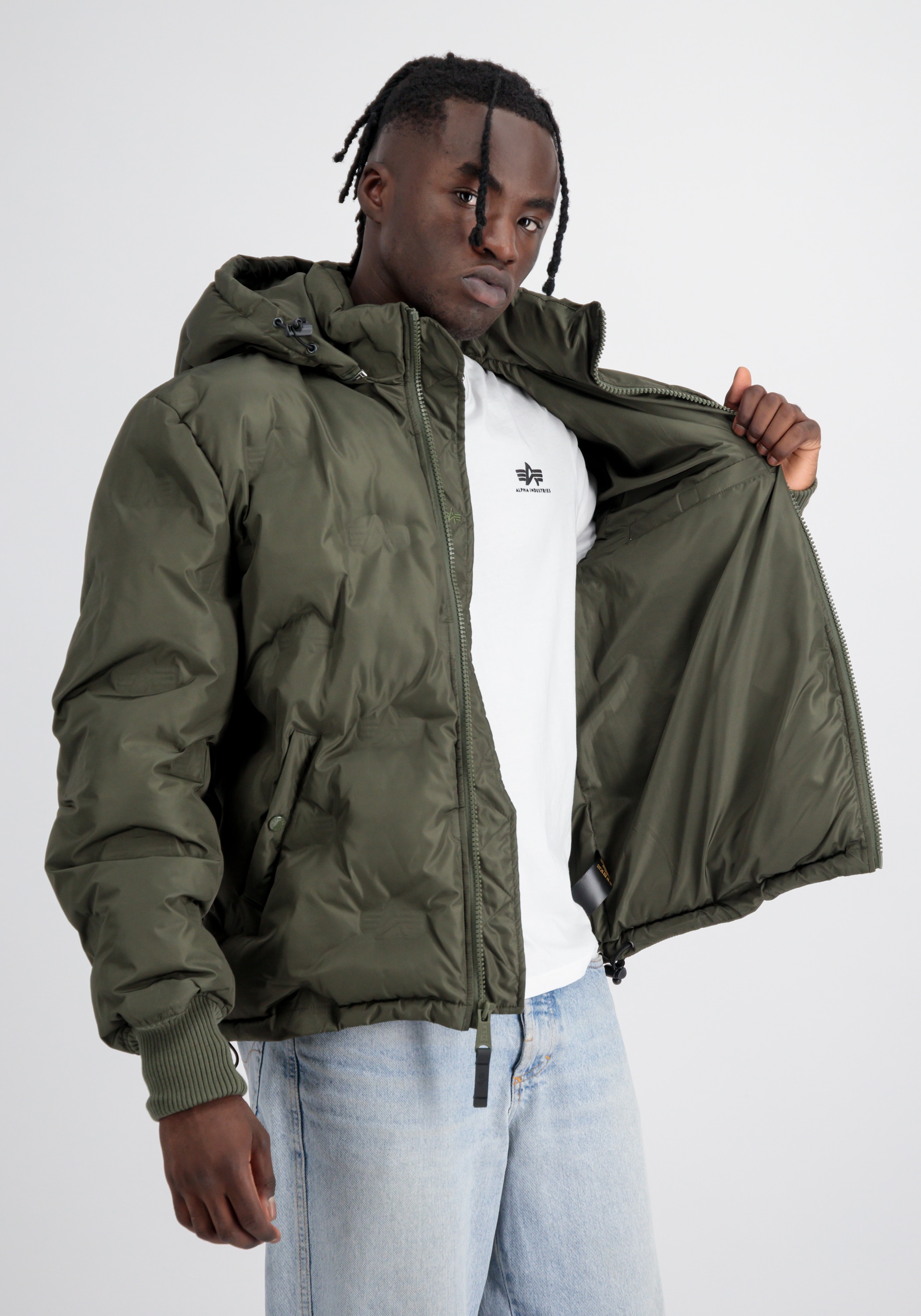 Alpha Industries Winterjacke »Alpha Industries Men - Cold Weather Jackets Hooded Logo Puffer«