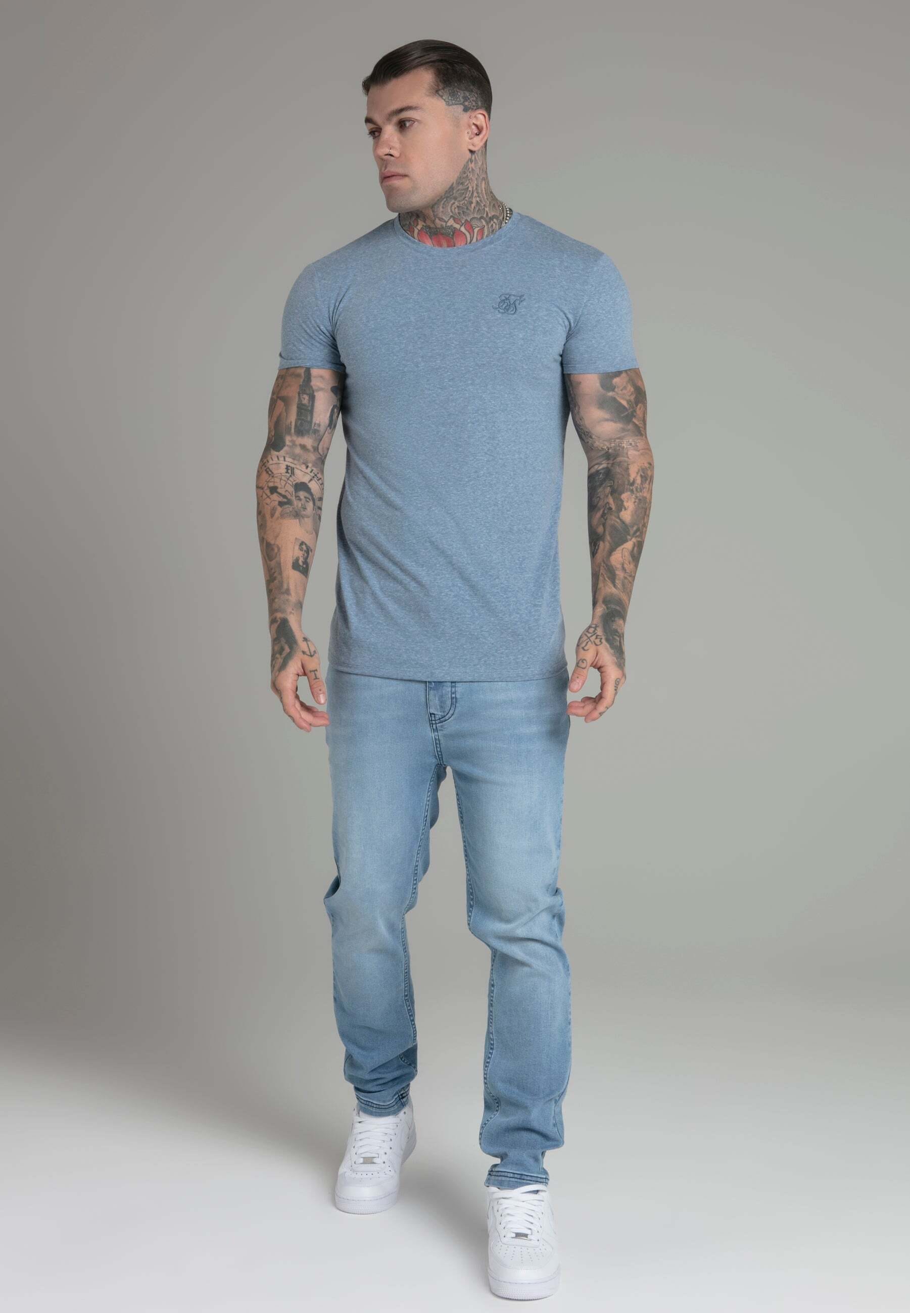 Siksilk T-Shirt »Siksilk T-Shirt Marl T-Shirt in Blue«