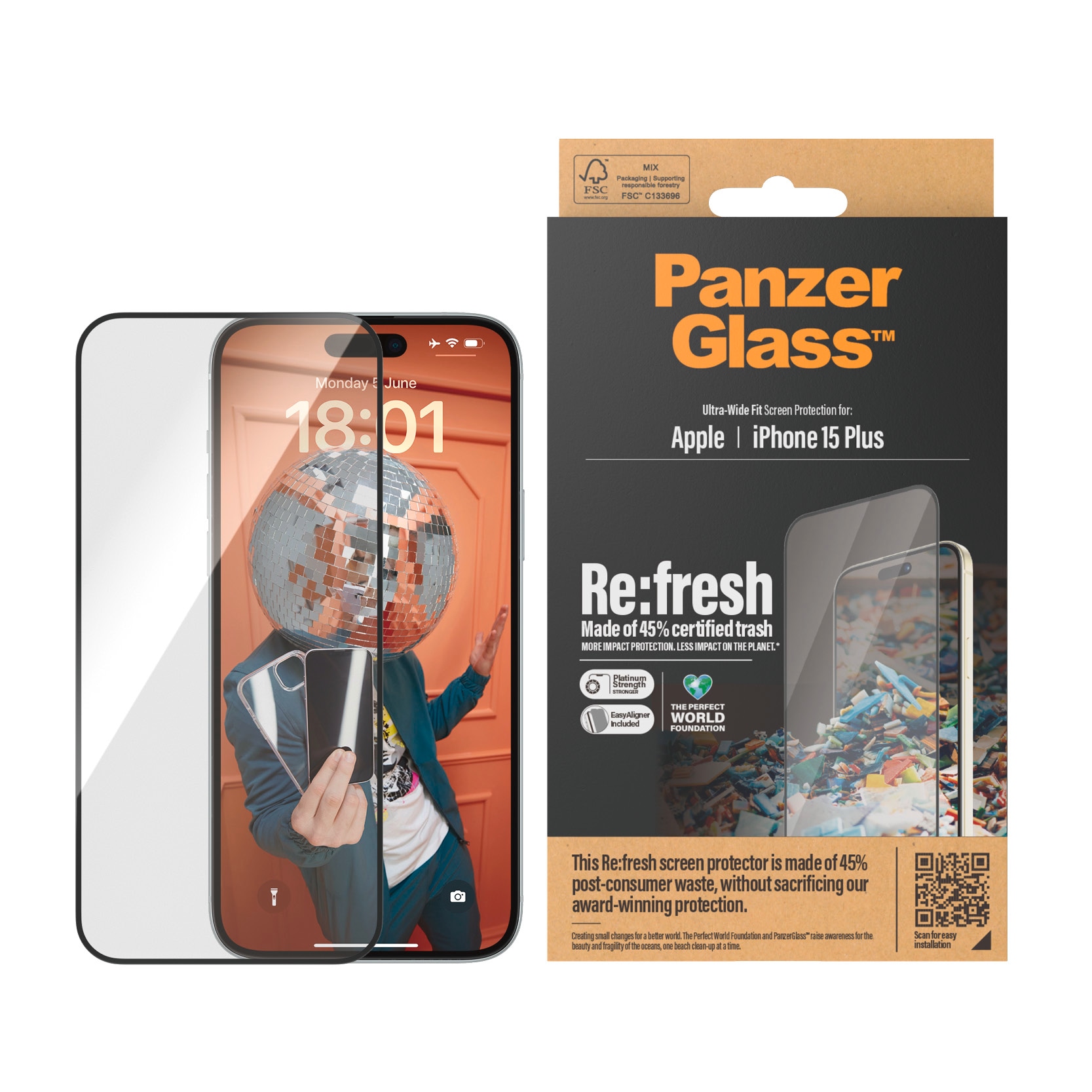 PanzerGlass Displayschutzglas »Screen Protector Glass«, für iPhone 15 Plus, Ultra Wide Fit