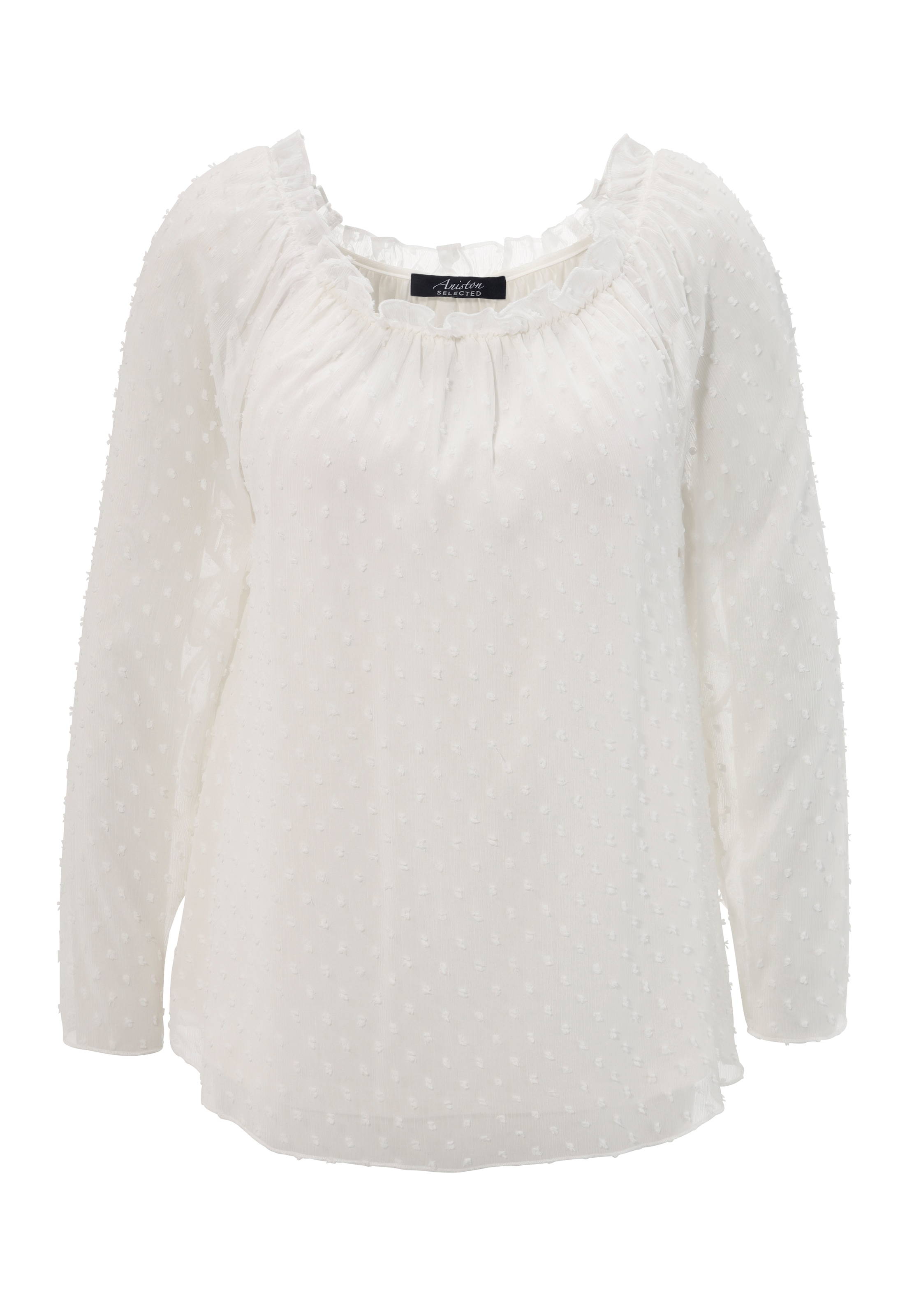 Aniston SELECTED Schlupfbluse, mit weiten Ausschnitt und elastischen Gummi