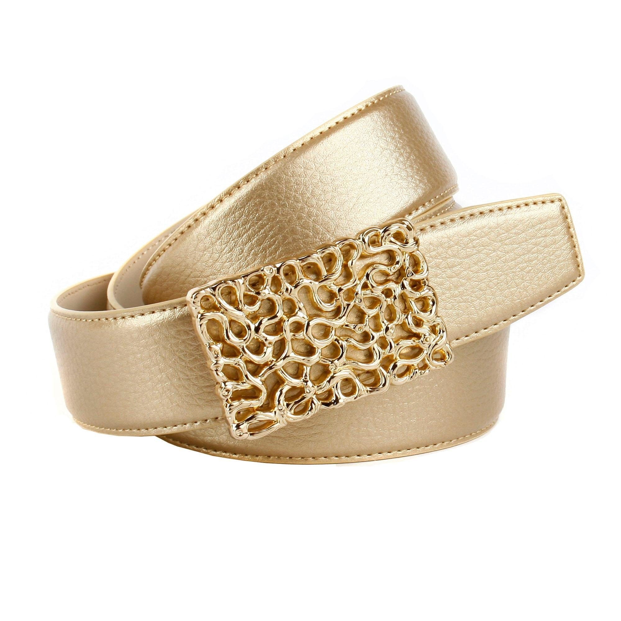 Anthoni Crown Ledergürtel, glänzender, bei mit Schweiz goldfarbener Schliesse online filigraner, bestellen Jelmoli-Versand
