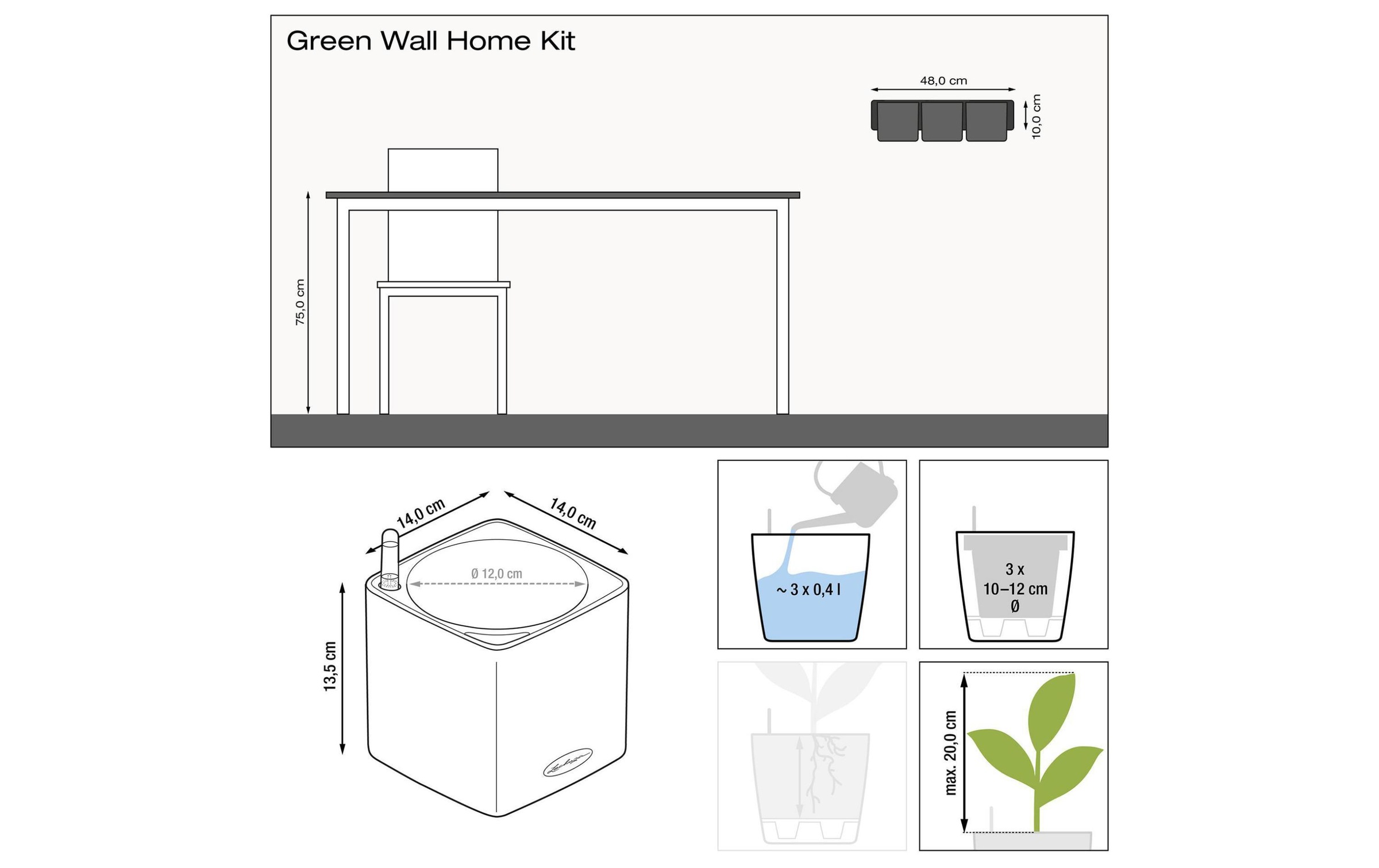 Übertopf "Green Wall Home Kit Weiss glanz"