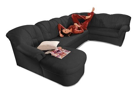 DOMO collection Wohnlandschaft »Papenburg, zeitlose Rückensteppung, elegante Formensprache, U-Form«, in grosser Farbvielfalt, wahlweise mit Bettfunktion
