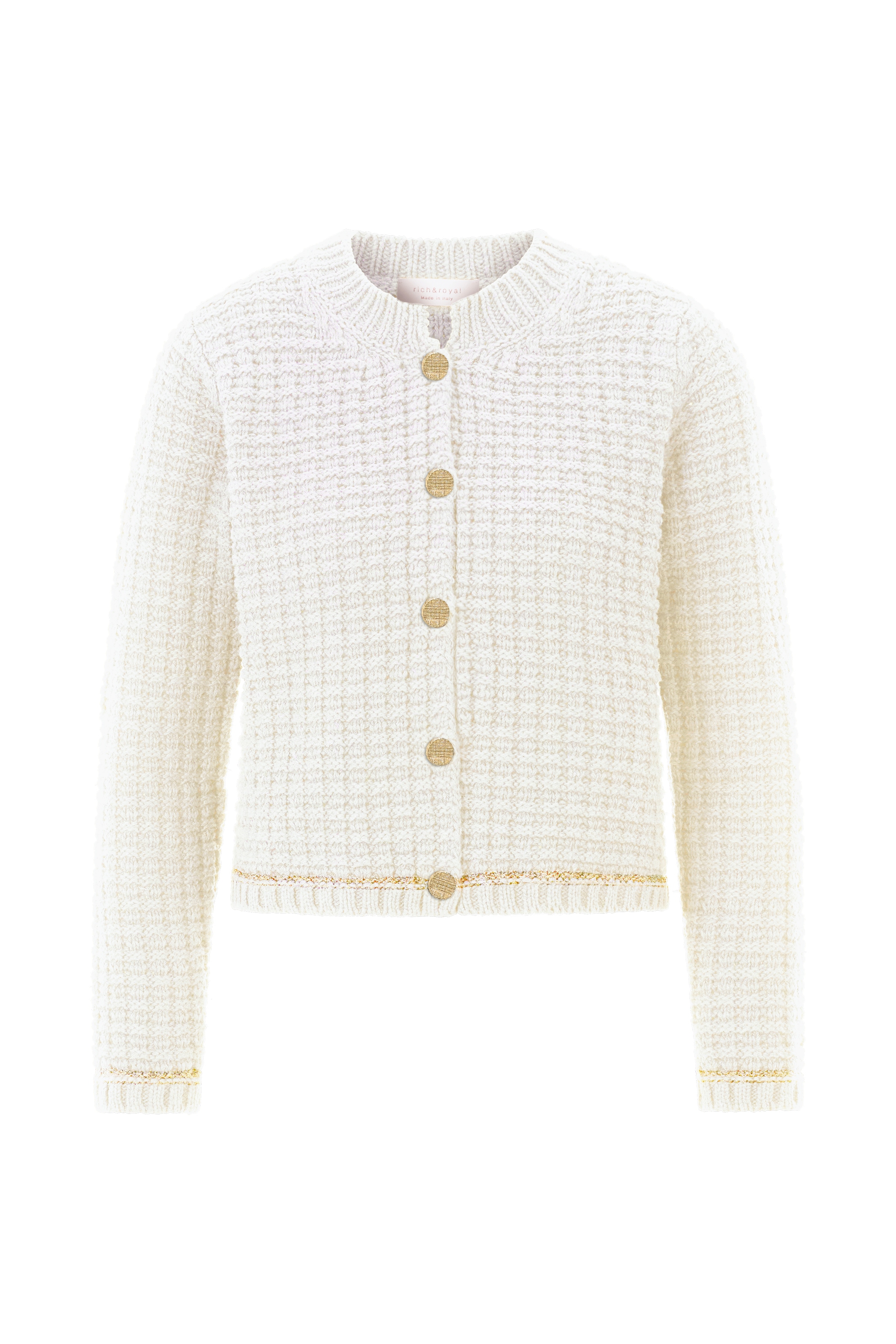 RICHROYAL Strickjacke, Mit goldfarbenenem Effektgarn an Saum und Ärmeln