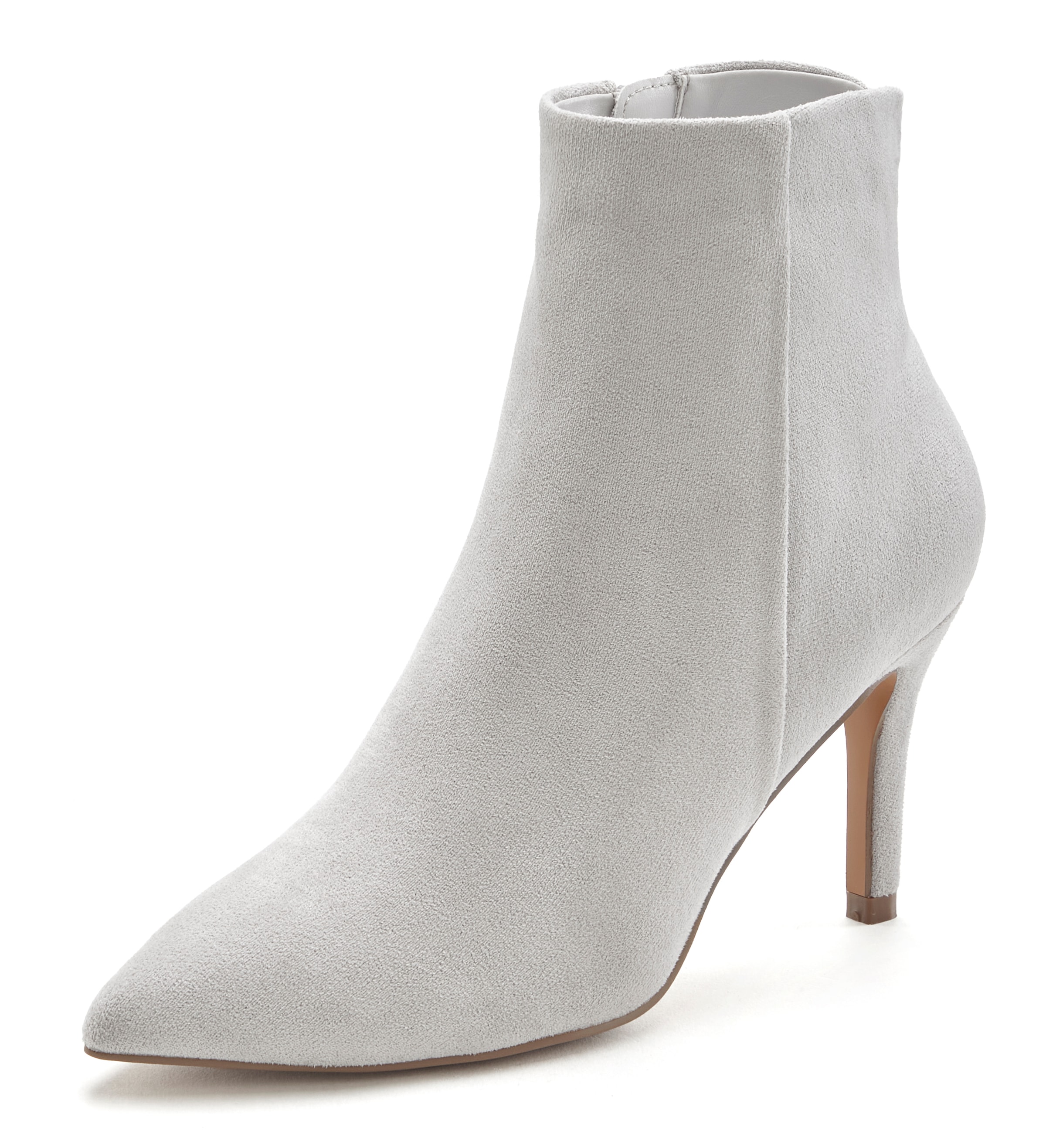 LASCANA High-Heel-Stiefelette, in spitzer Form & Pfennigabsatz, Reissverschluss Stiefel VEGAN