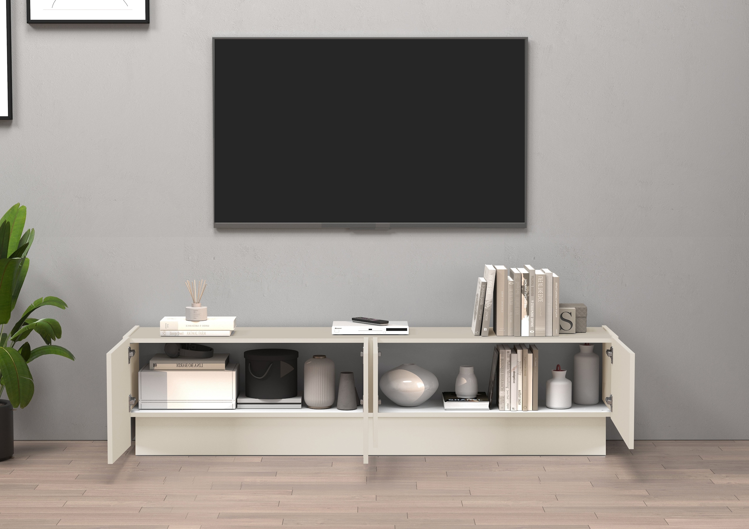 INOSIGN Lowboard »VELA, Lowboard, Breite 180 cm, Design mit schrägen Türen«, (1 St.), Made in Italy, Masse-B/T/H: 180x35x45, Lowboard, TV-Board, TV-Kommode