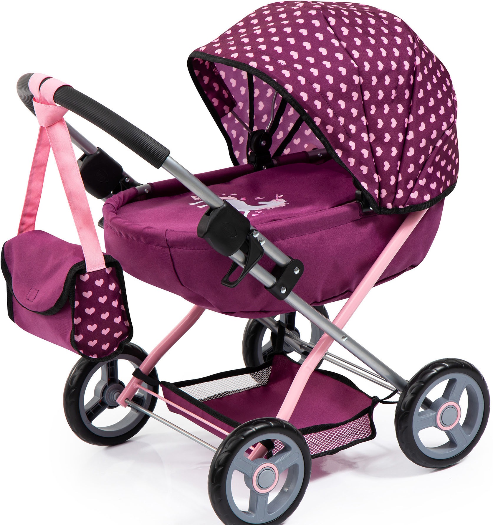 Bayer Puppenwagen »Cosy, bordeaux/pflaume«, mit Wickeltasche kaufen