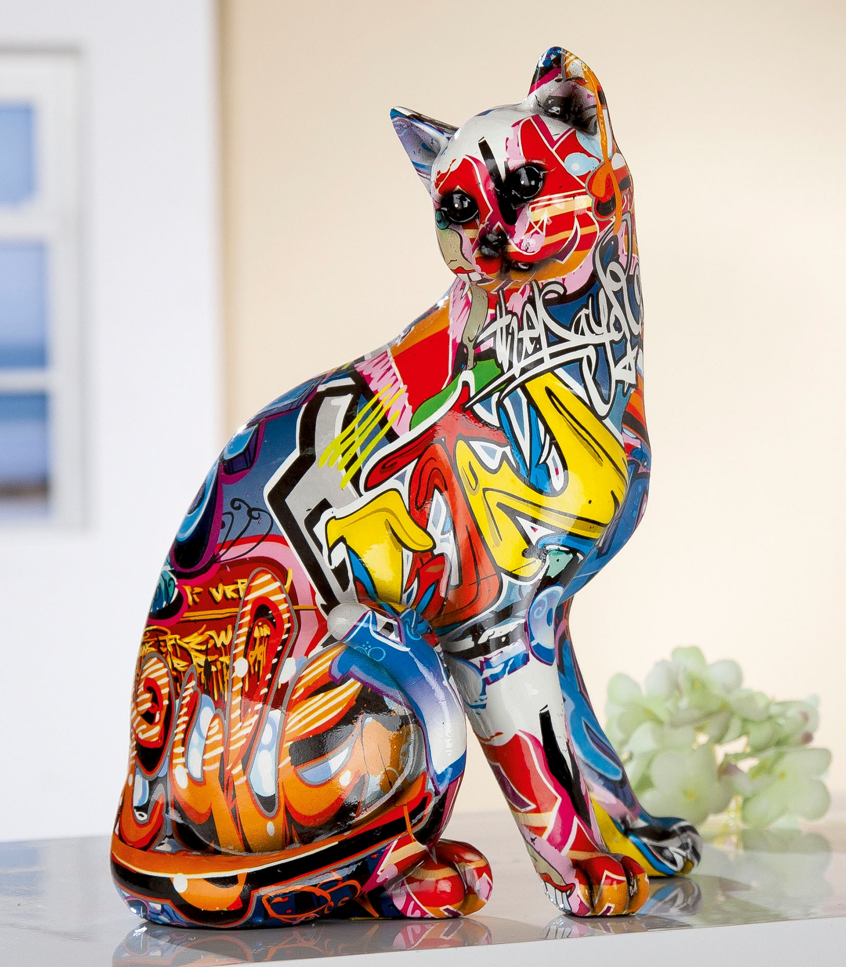 GILDE Dekofigur »Figur Pop Art Katze«, Dekoobjekt, Tierfigur, Höhe 29 cm, Wohnzimmer