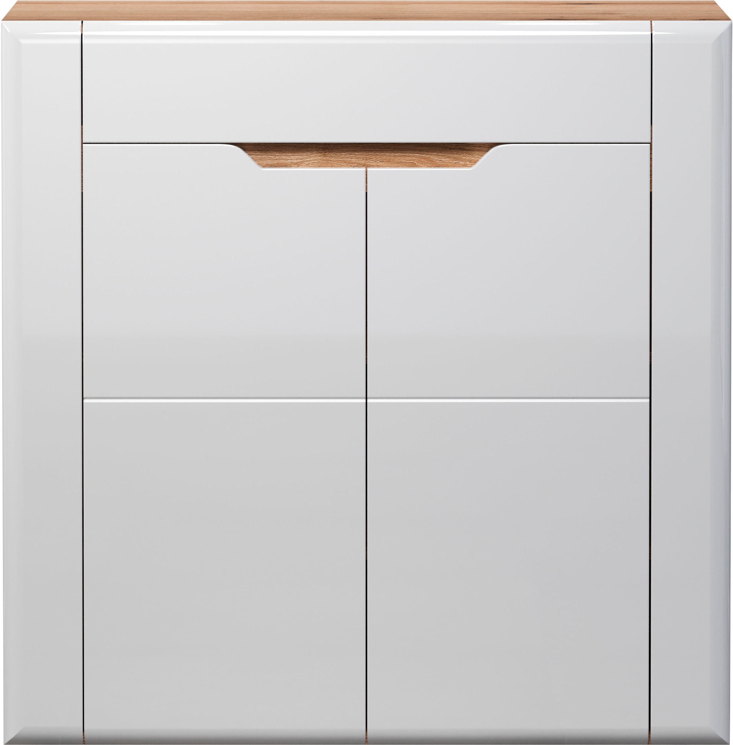 INOSIGN Kommode »Graz« Packung, 1 Stk. tlg. Masse (B/H/T in cm): (91/94/38) - Farbe Weiss Hochglanz und Eiche