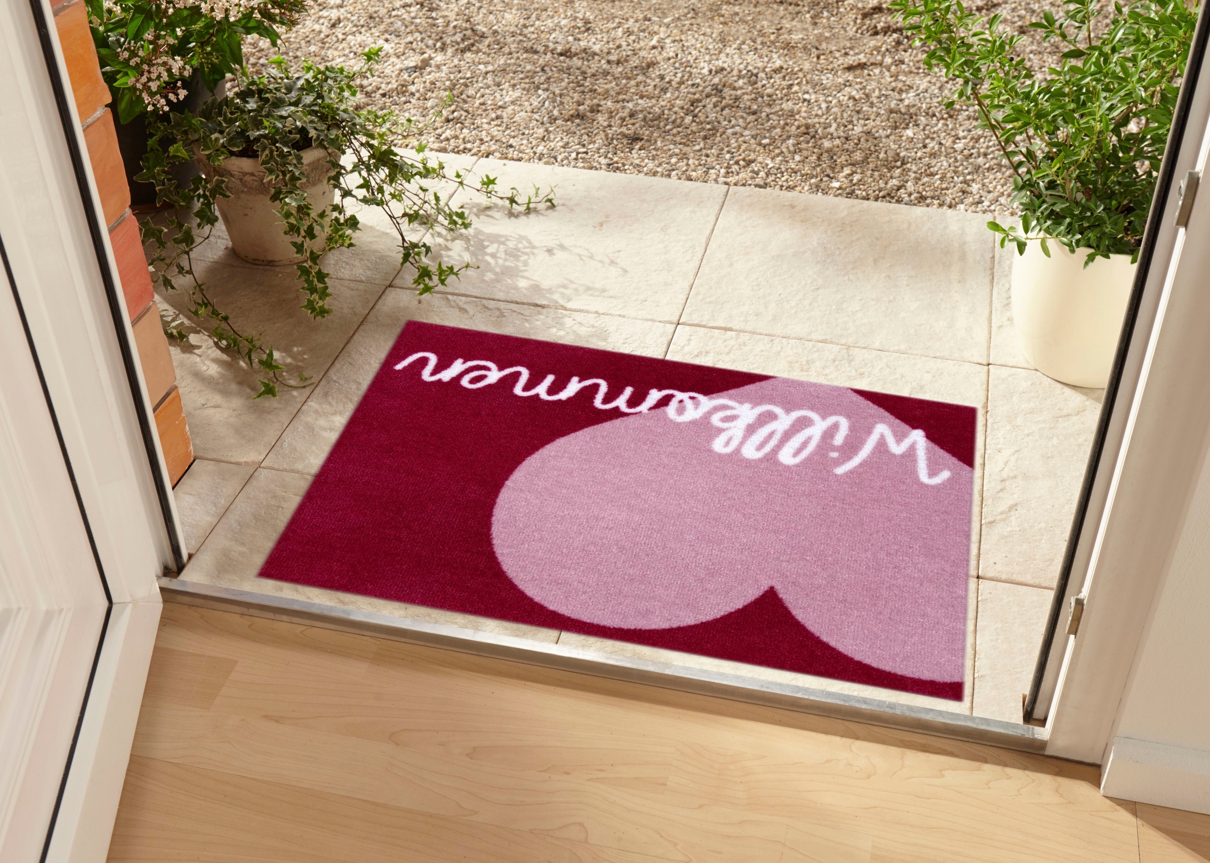 HANSE Home Fussmatte »Willkommen Herz, Türmatte«, rechteckig, 7 mm Höhe, Herz Motiv, mit Spruch, Schrift, Robust, Rutschhemend, Waschbar