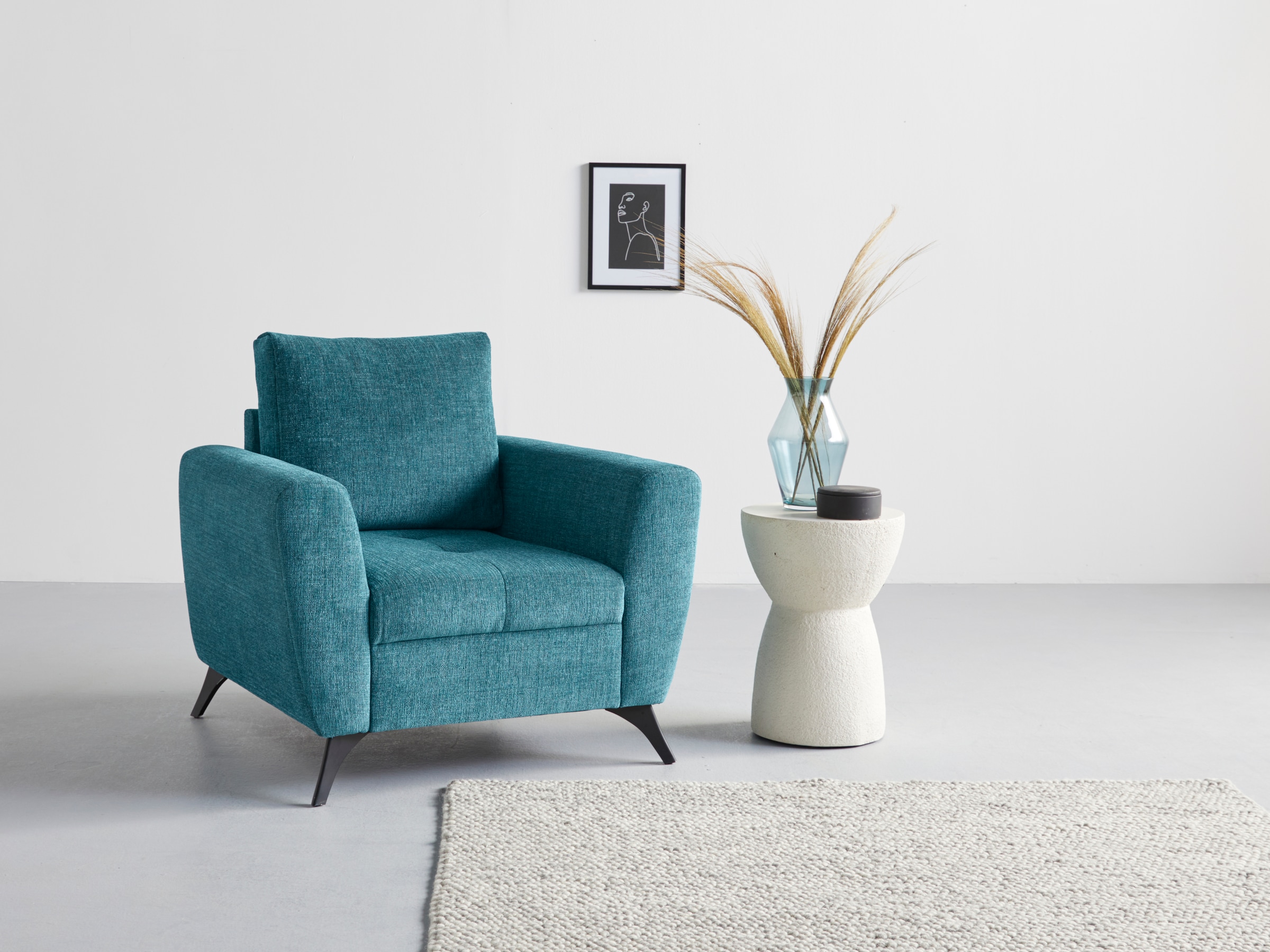 INOSIGN Sessel »Lörby«, mit | feine online Kissen clean-Bezug, im auch bestellen Sitzbereich, Aqua lose Jelmoli-Versand Steppung