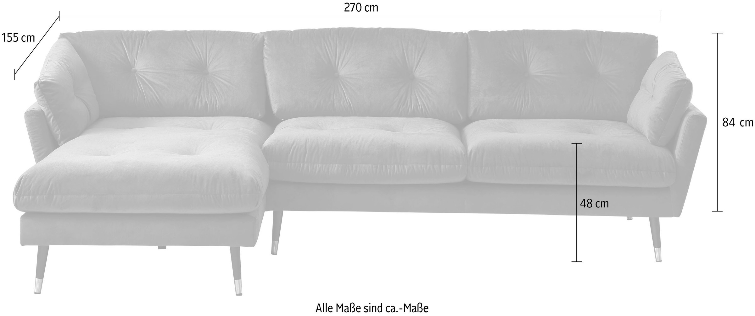 Trends by HG Ecksofa »Japan L-Form«, mit Fuss in Holz-Metallkombination, Recamiere rechts oder links