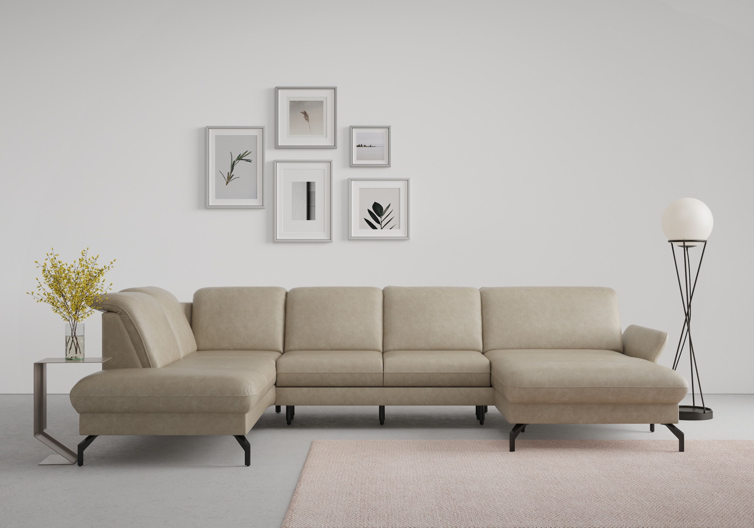 sit&more Wohnlandschaft "Fashion U-Form" wahlweise mit Kopfteilverstellung, Vorziehsitz, motorisch, Metallfüsse